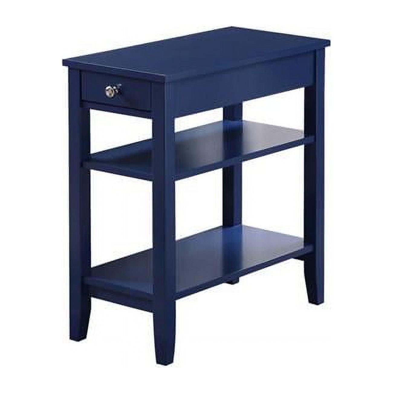 Cobalt Blue Square Wood End Table with Storage Shelves