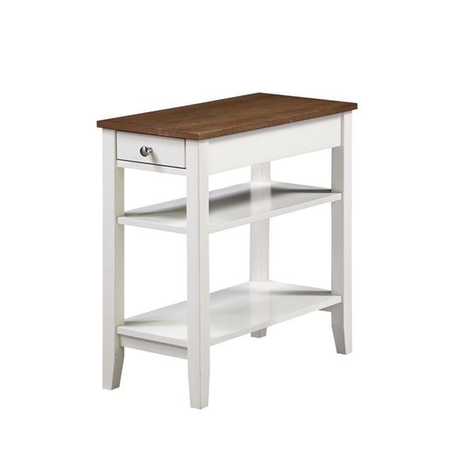 Convenience Concepts American Heritage 1 Drawer Chairside End Table with Shelves, Driftwood/White