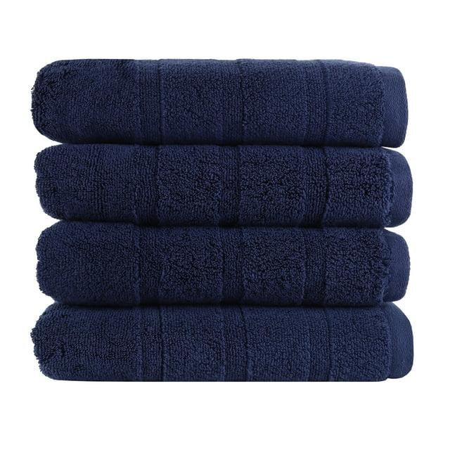 American Heritage by 1888 Mills Luxury 4-Piece Hand Towel Set-Made with US and Imported Cotton, Brave Blue
