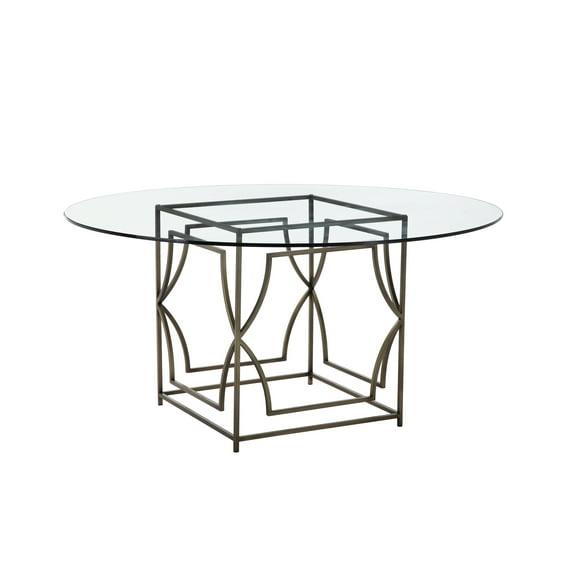 American Home Classic Edward Round Modern Metal Dining Table in Brushed Brass