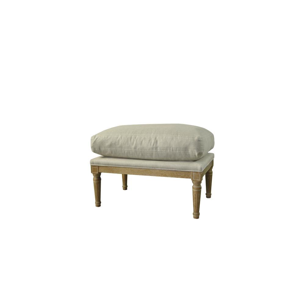 American Home Classic - Warren Ottoman in Off White Linen (Seat Height 18")