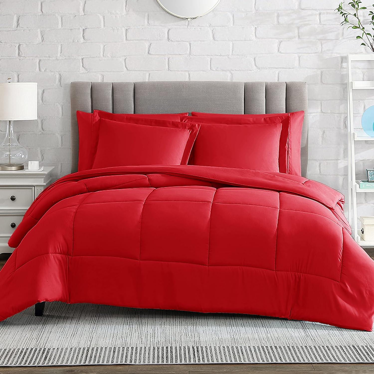 Twin Red Down Alternative Microfiber Comforter Set