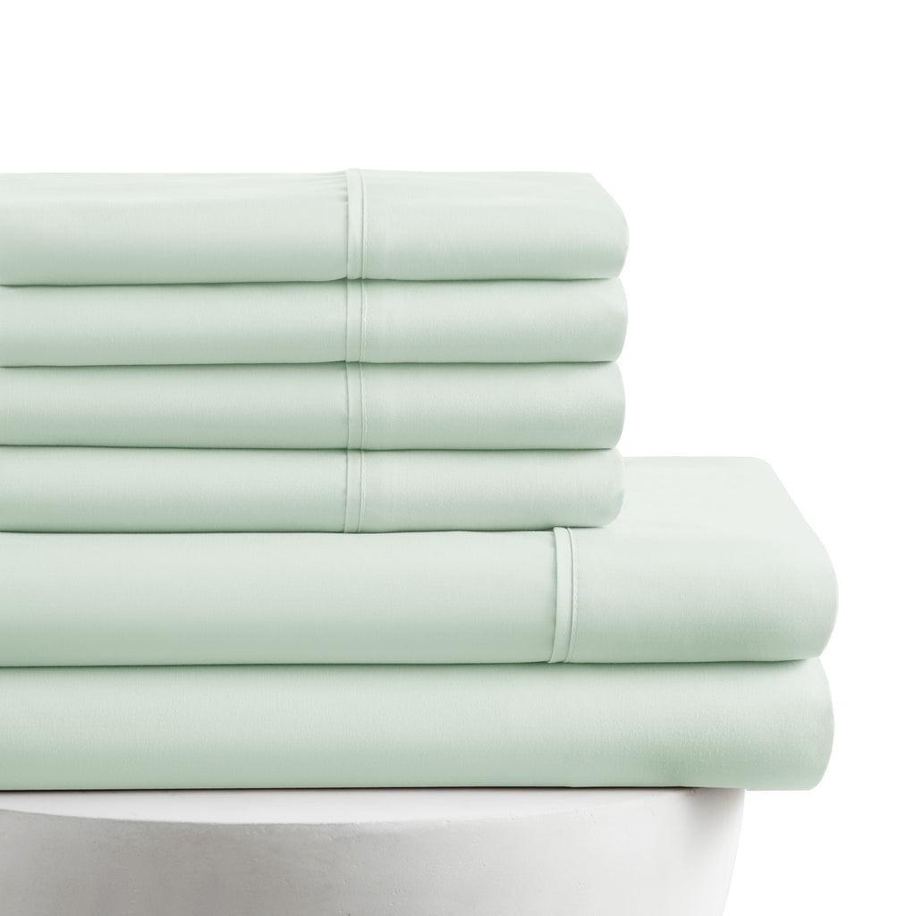 American Home Collection Full Size 6 Piece Bed Sheet Set Mint - Ultra Soft Microfiber Deep Pocket Wrinkle Free