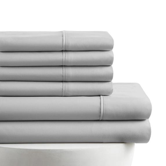 American Home Collection Queen Size 6 Piece Bed Sheet Set Grey - Ultra Soft Microfiber Deep Pocket Wrinkle Free
