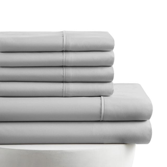 American Home Collection Queen Size 6 Piece Bed Sheet Set Grey - Ultra Soft Microfiber Deep Pocket Wrinkle Free