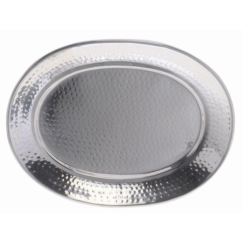 Oval Hammered Stainless Steel Serving Tray