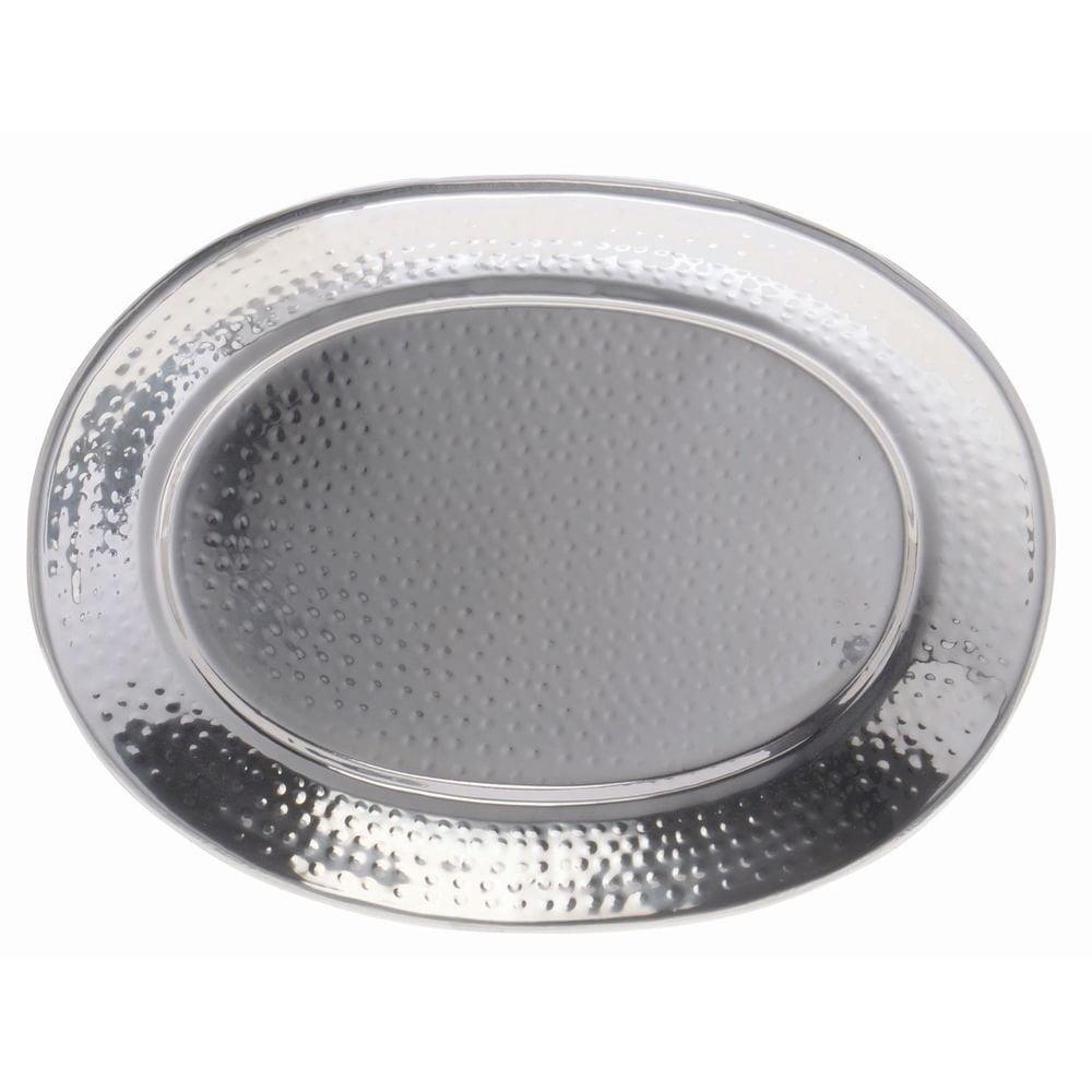 20" Round Hammered Stainless Steel Serving Tray