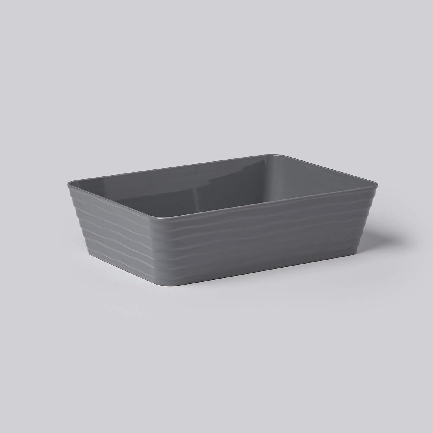 Gray Rectangular Plastic Serving Bowl, 96-Ounce Capacity