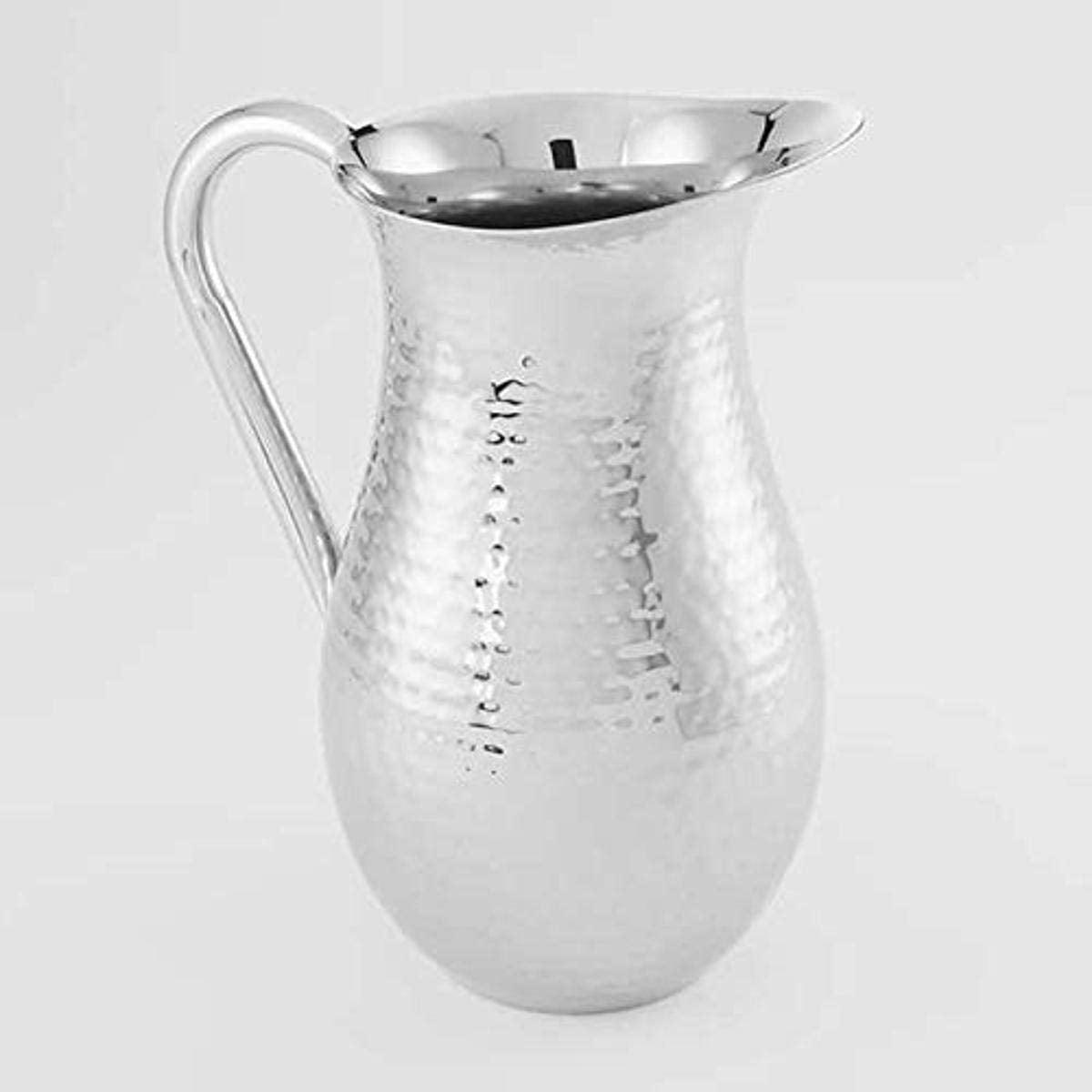 Hammered Silver Stainless Steel 84 oz Bell Pitcher with Ice Guard