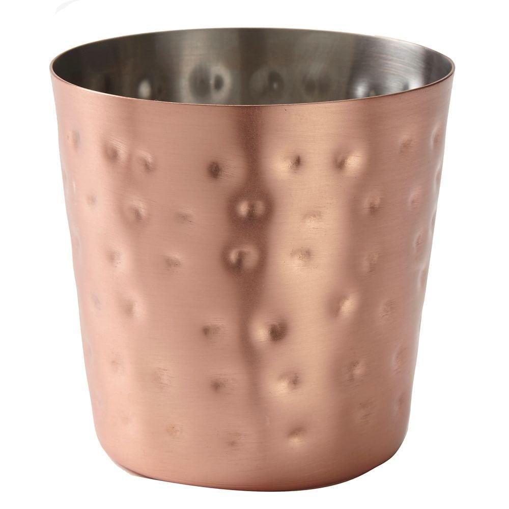 14 oz Hammered Copper Fry Cup with Stainless Steel Interior