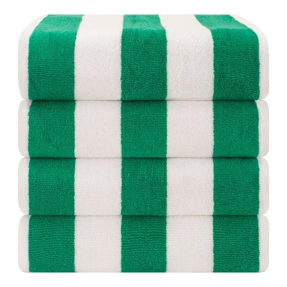 American Soft Linen Beach Towel, 100% Cotton Cabana Striped Beach Towel, 30 in by 60 in Soft Absorbent Beach Pool Towel
, Green