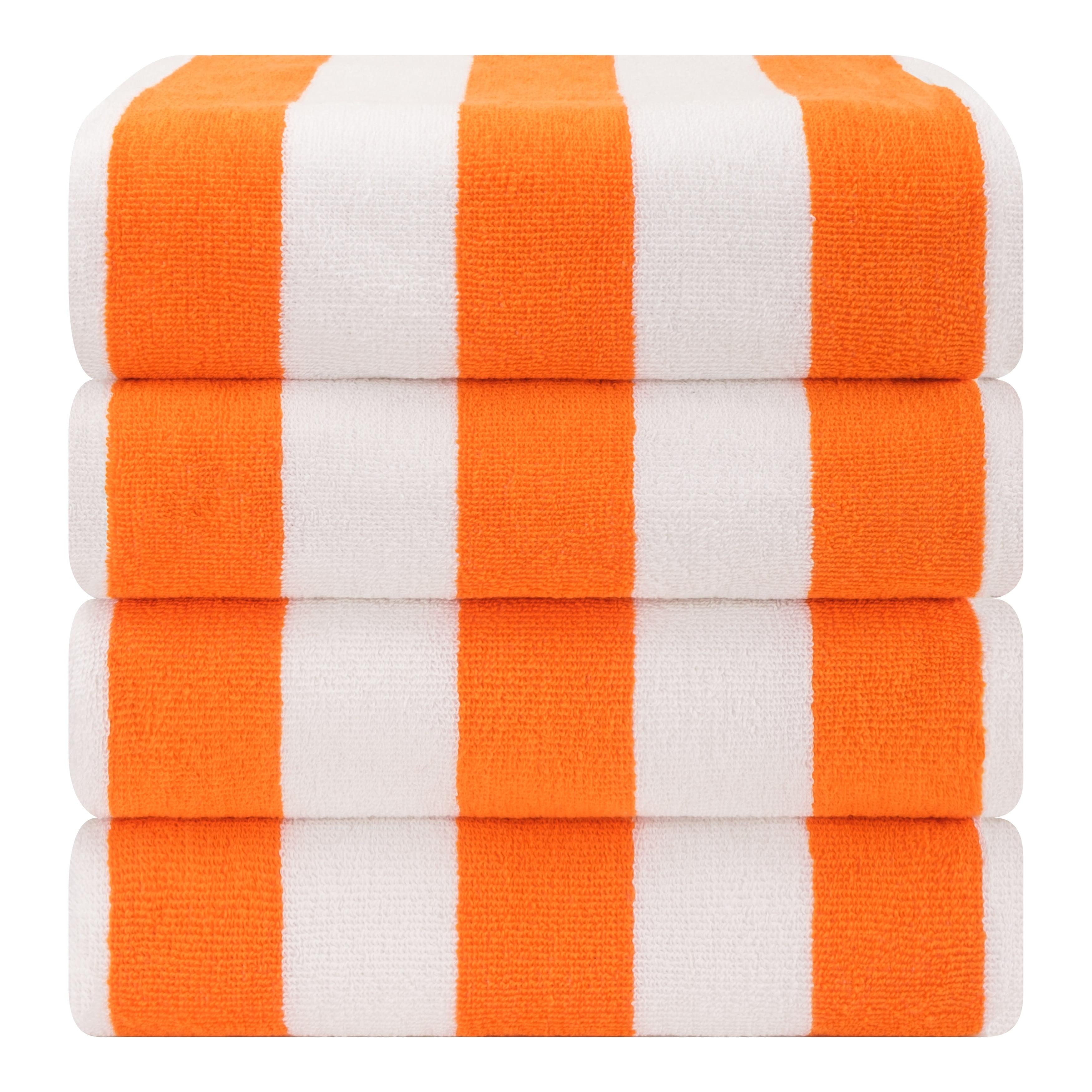 American Soft Linen Beach Towel, 100% Cotton Cabana Striped Beach Towel, 30 in by 60 in Soft Absorbent Beach Pool Towel
, Orange