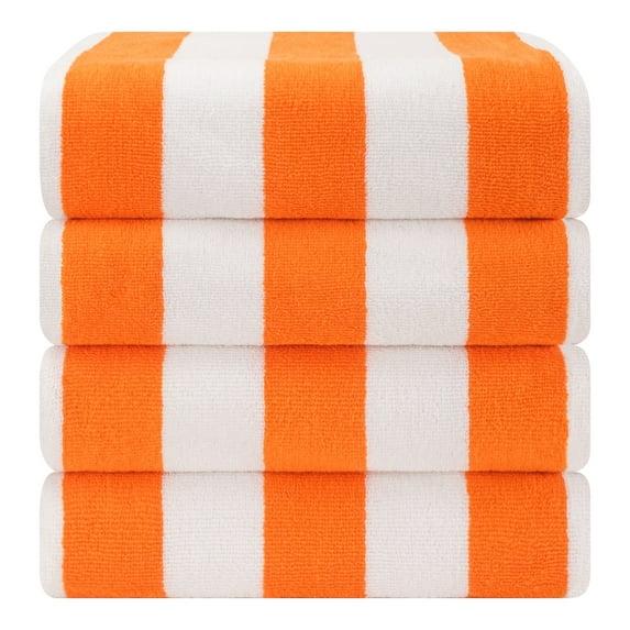American Soft Linen Beach Towel, 100% Cotton Cabana Striped Beach Towel, 30 in by 60 in Soft Absorbent Beach Pool Towel
, Orange