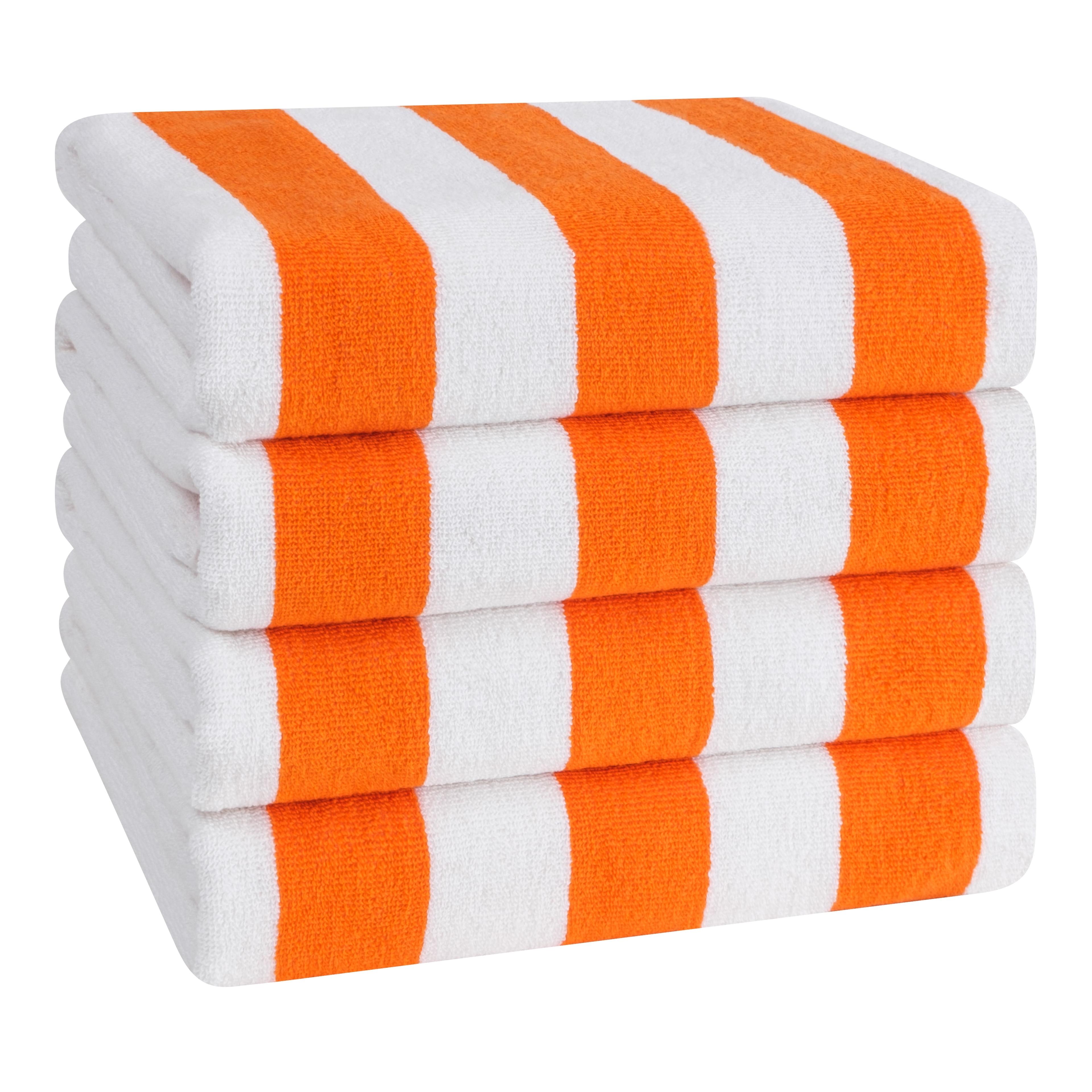 American Soft Linen Beach Towel, 100% Cotton Cabana Striped Beach Towel, 30 in by 60 in Soft Absorbent Beach Pool Towel
, Orange