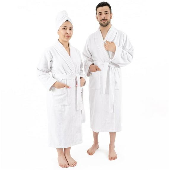 Eider & Ivory™ 100% Cotton Turkish Bathrobes, Soft Absorbent Lightweight Unisex Couple Robes