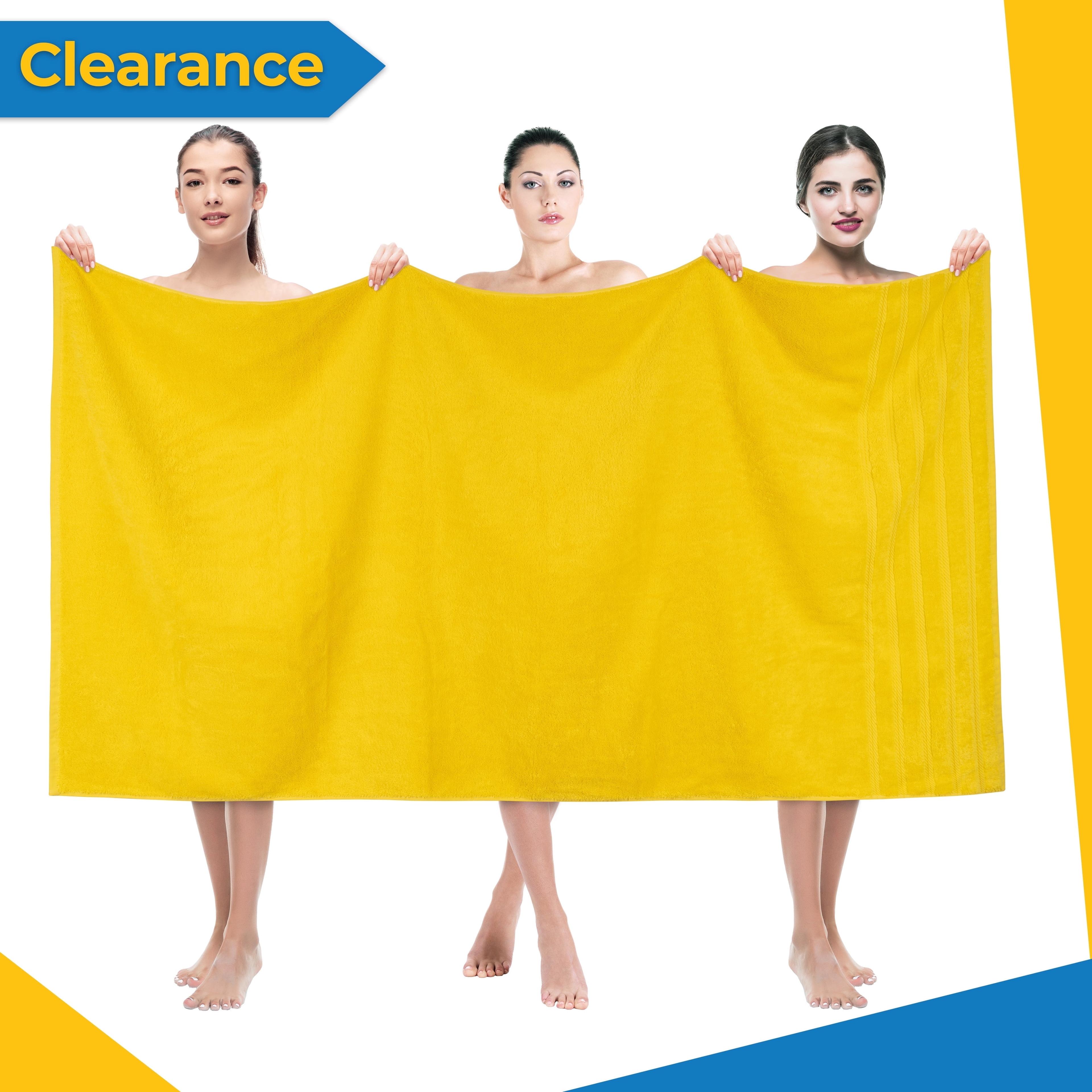 American Soft Linen 100% Cotton Jumbo Large Bath Towel, 35 in by 70 in Bath Towel Sheet, Yellow
