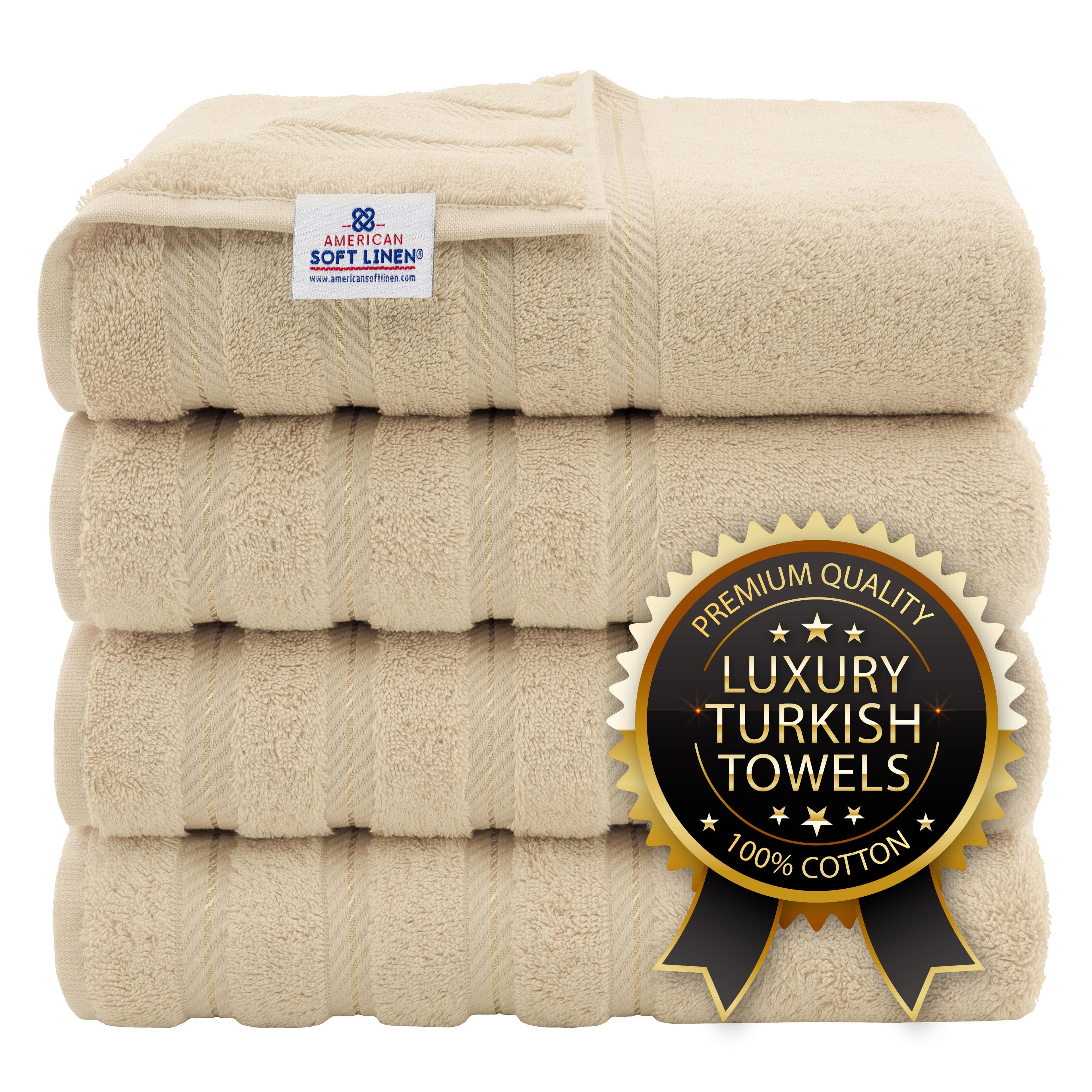 Beige 4 Piece Turkish Cotton Bath Towel Set