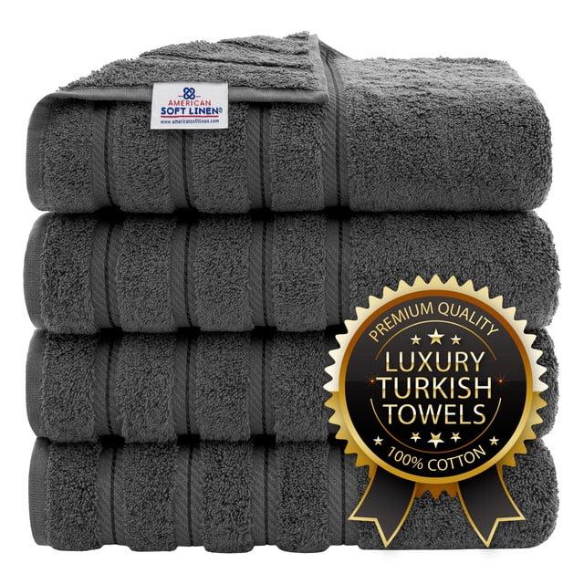 American Soft Linen 100% Cotton Luxury Turkish 4 Piece Bath Towel Set, 27x54 inches Soft Quick Dry Bath Towels for Bathroom