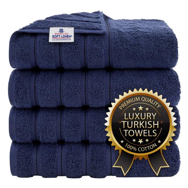 Navy Blue 100% Cotton Turkish 4 Piece Bath Towel Set