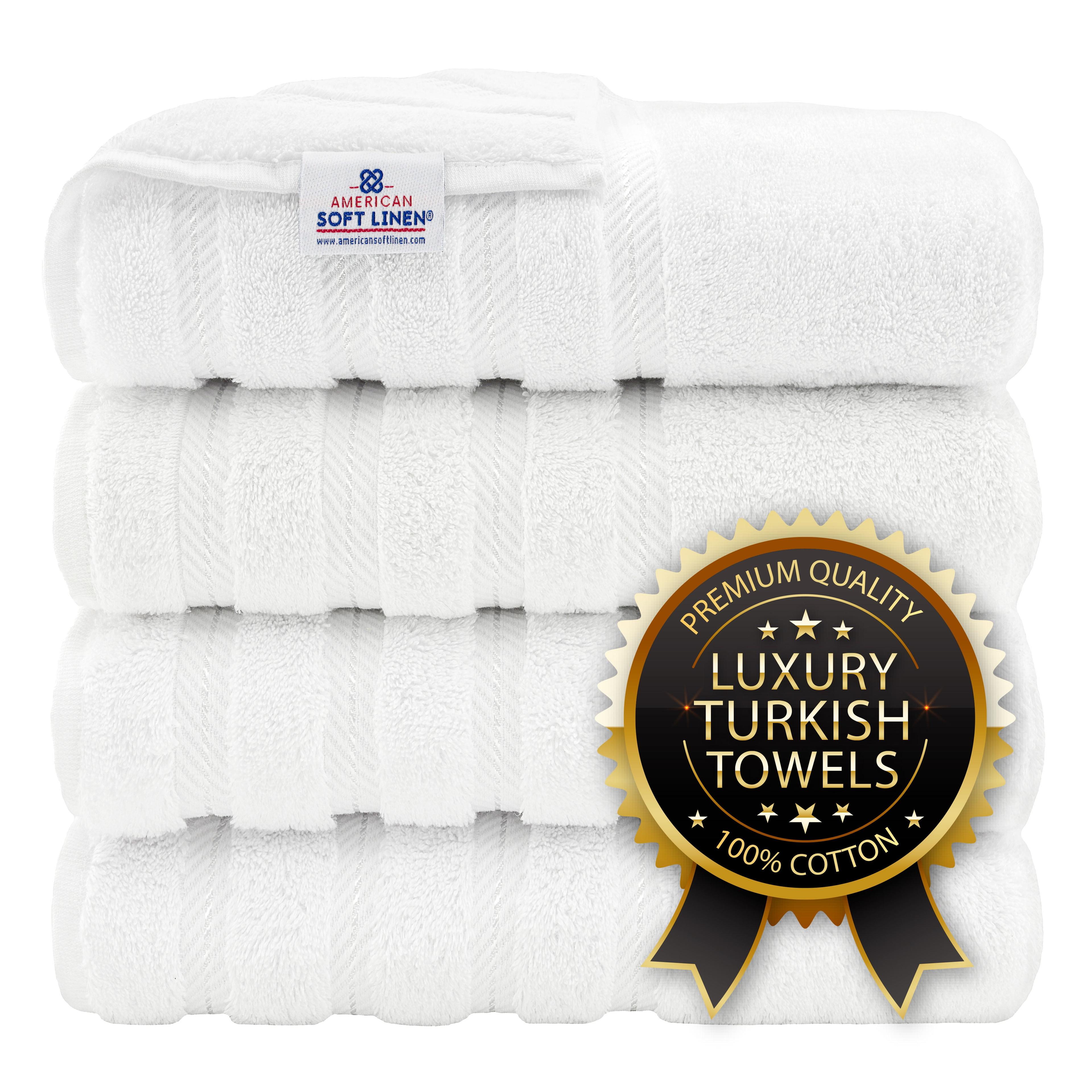 Luxury White Turkish Cotton 4-Piece Bath Towel Set