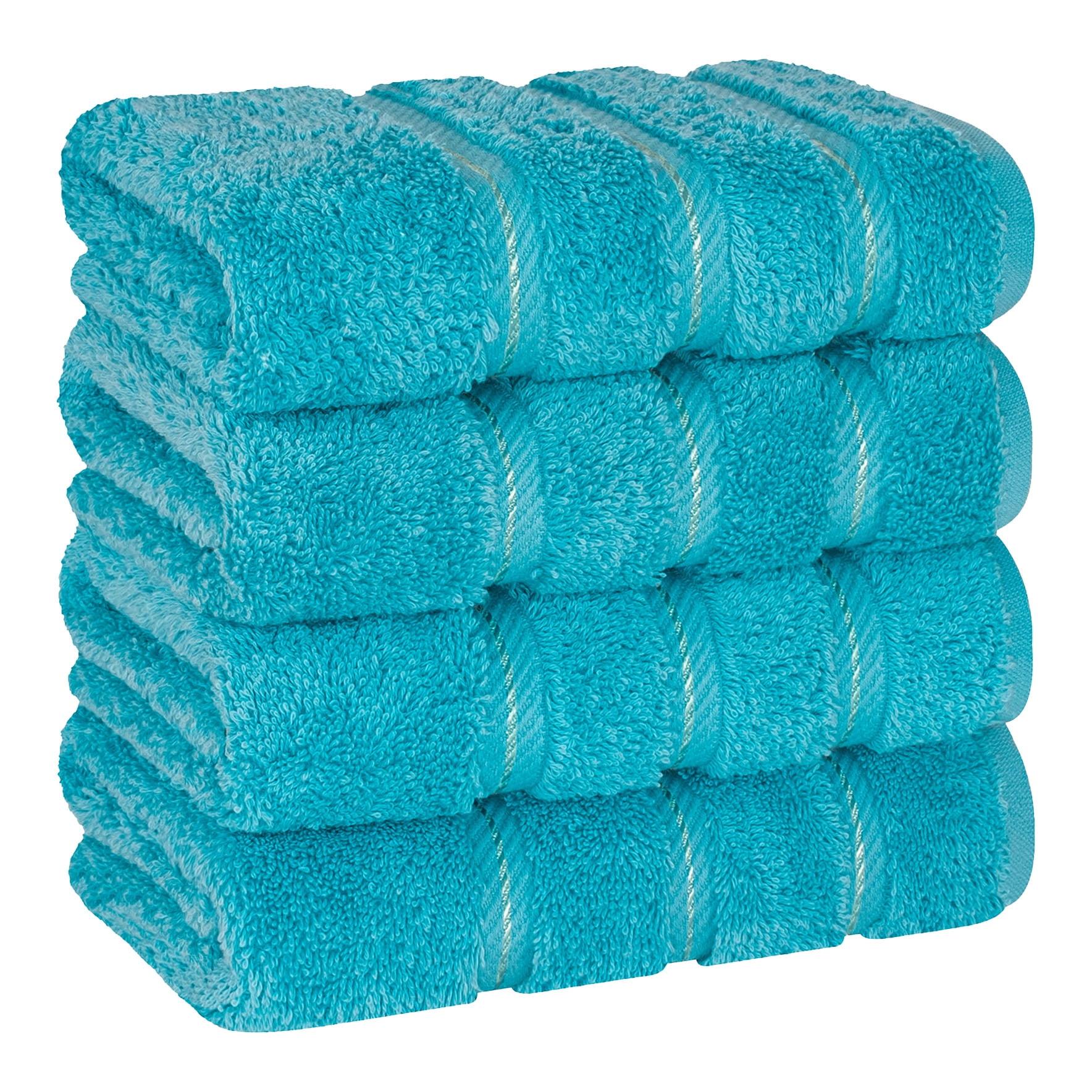 Aqua Blue 100% Cotton Turkish 4 Piece Hand Towel Set