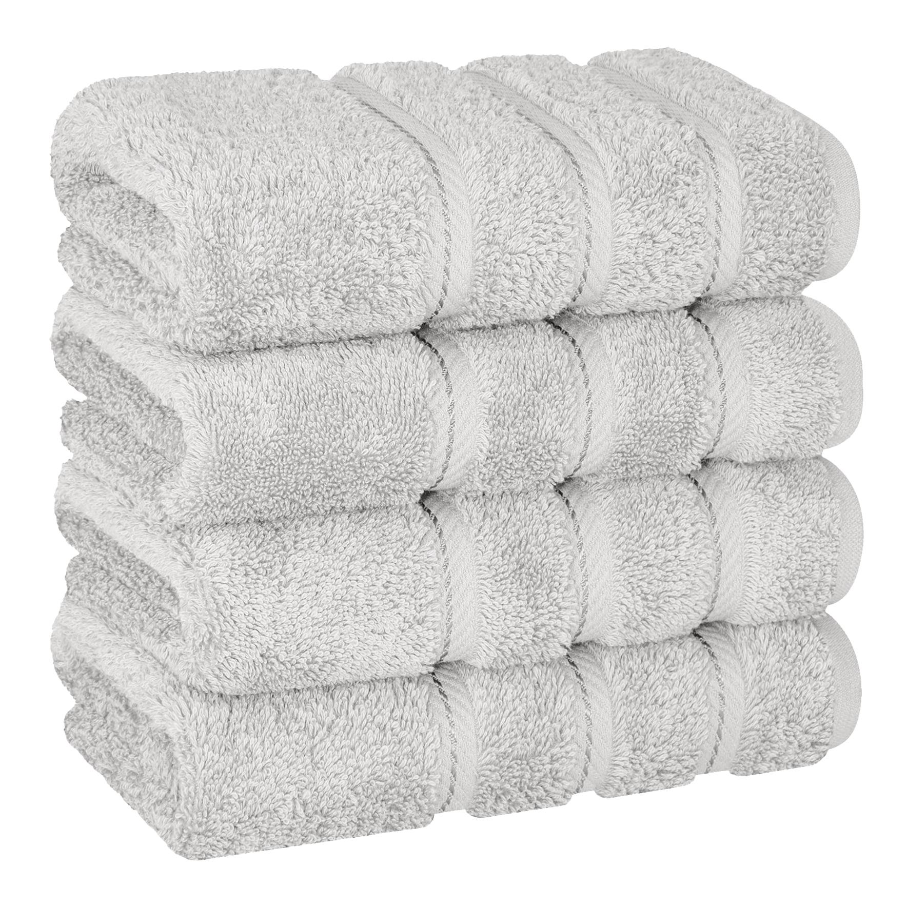 Luxury Silver Gray Turkish Cotton 4-Piece Hand Towel Set