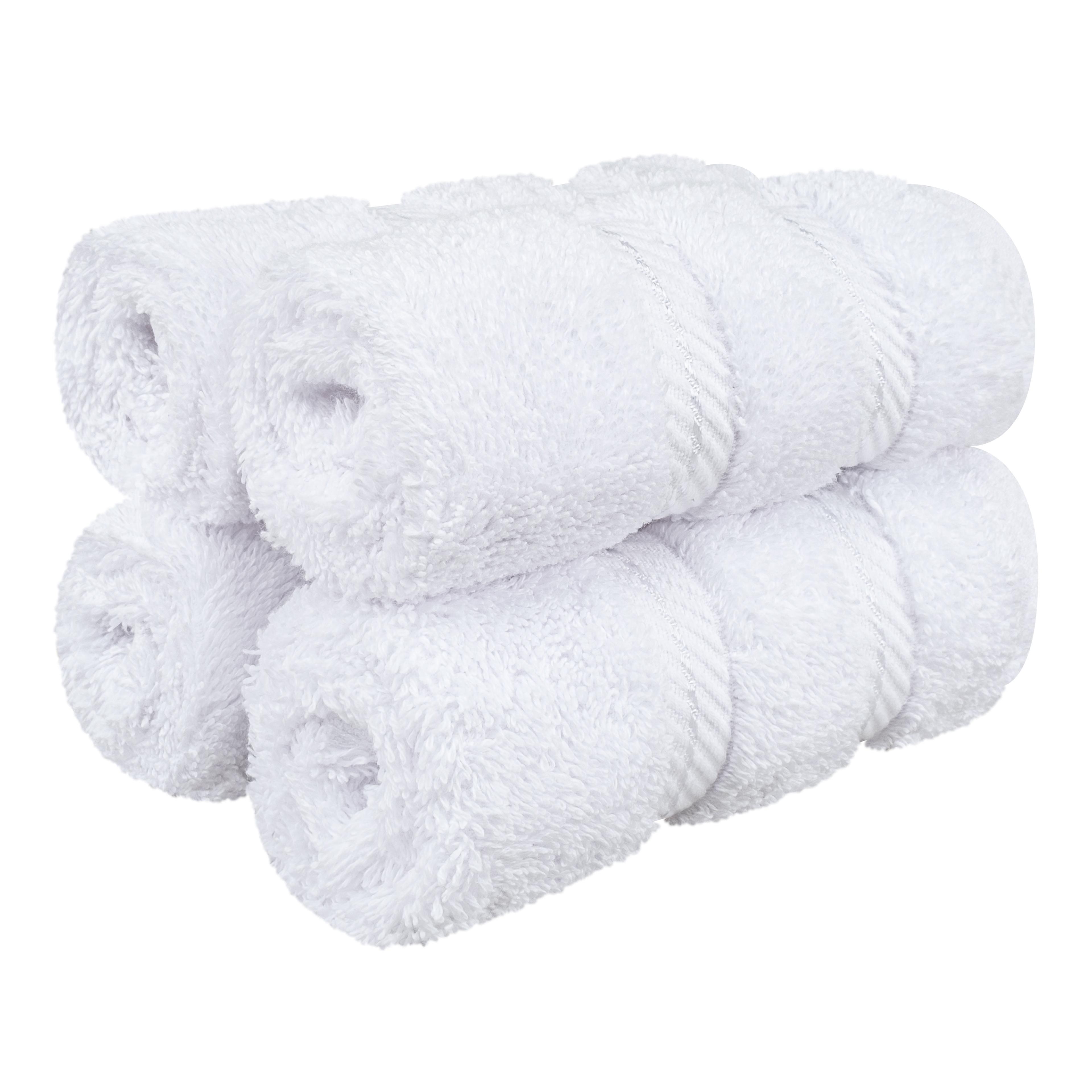 American Soft Linen 4 Pack Washcloth Set, 100% Cotton Washcloth Hand Face Towels for Bathroom and Kitchen, White