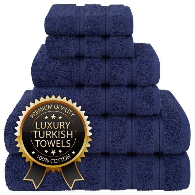 Navy Blue Turkish Cotton 6-Piece Towel Set