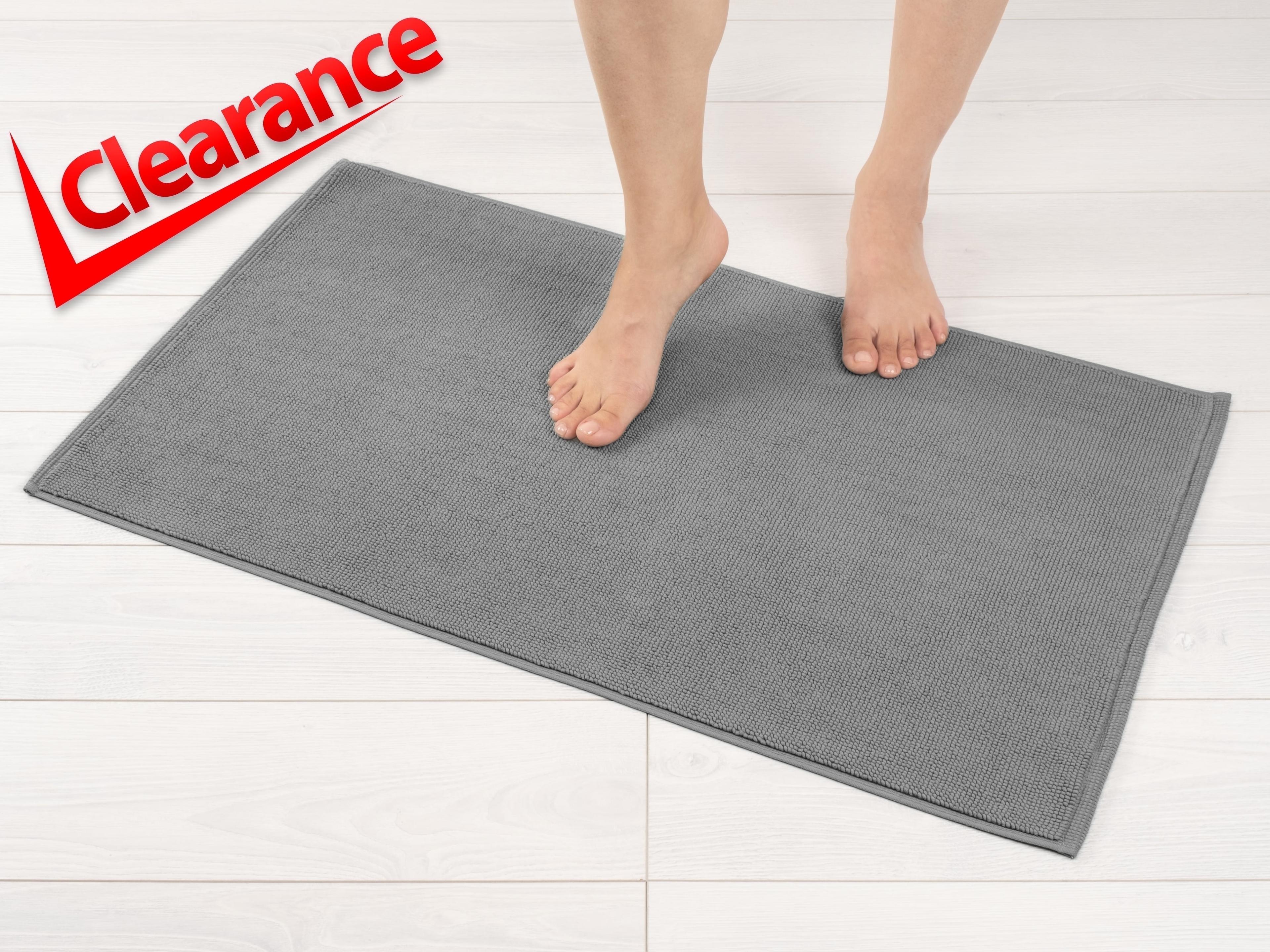 American Soft Linen 100% Cotton Bath Mat Rugs, 20x34 inches Slip Resistant Bottom Base Bath Mats for Bathroom, Rockridge Grey