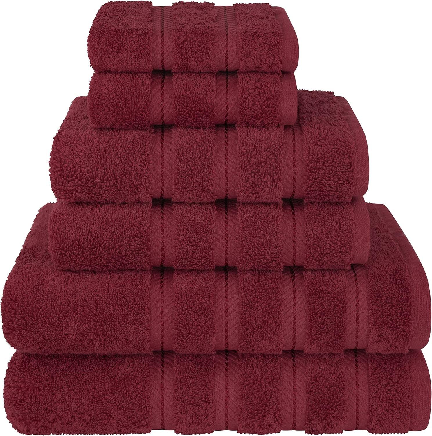 Bordeaux Red Turkish Cotton 6-Piece Towel Set