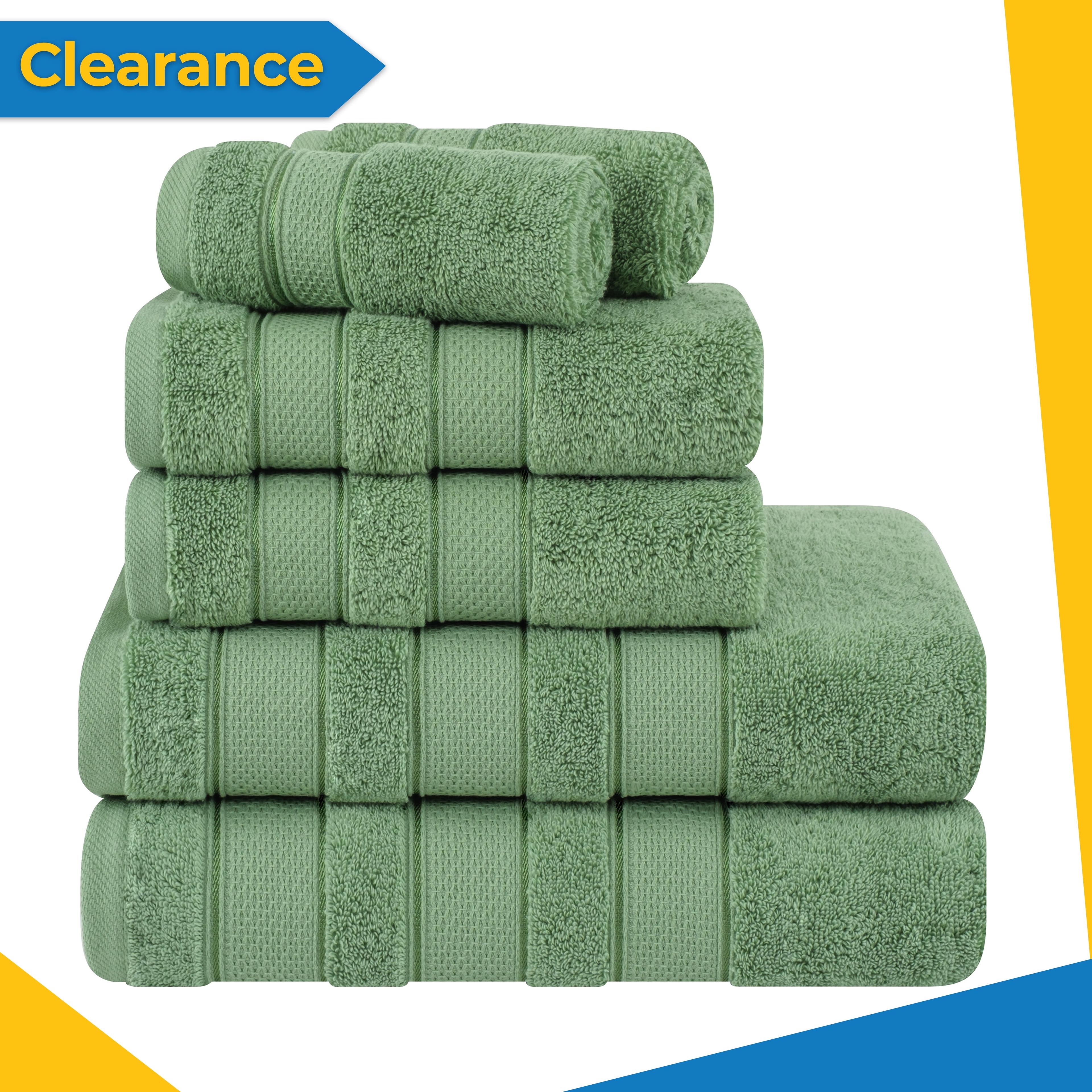 American Soft Linen Salem 6 Piece Bath Towel Set, 100% Combed Cotton,Sage Green