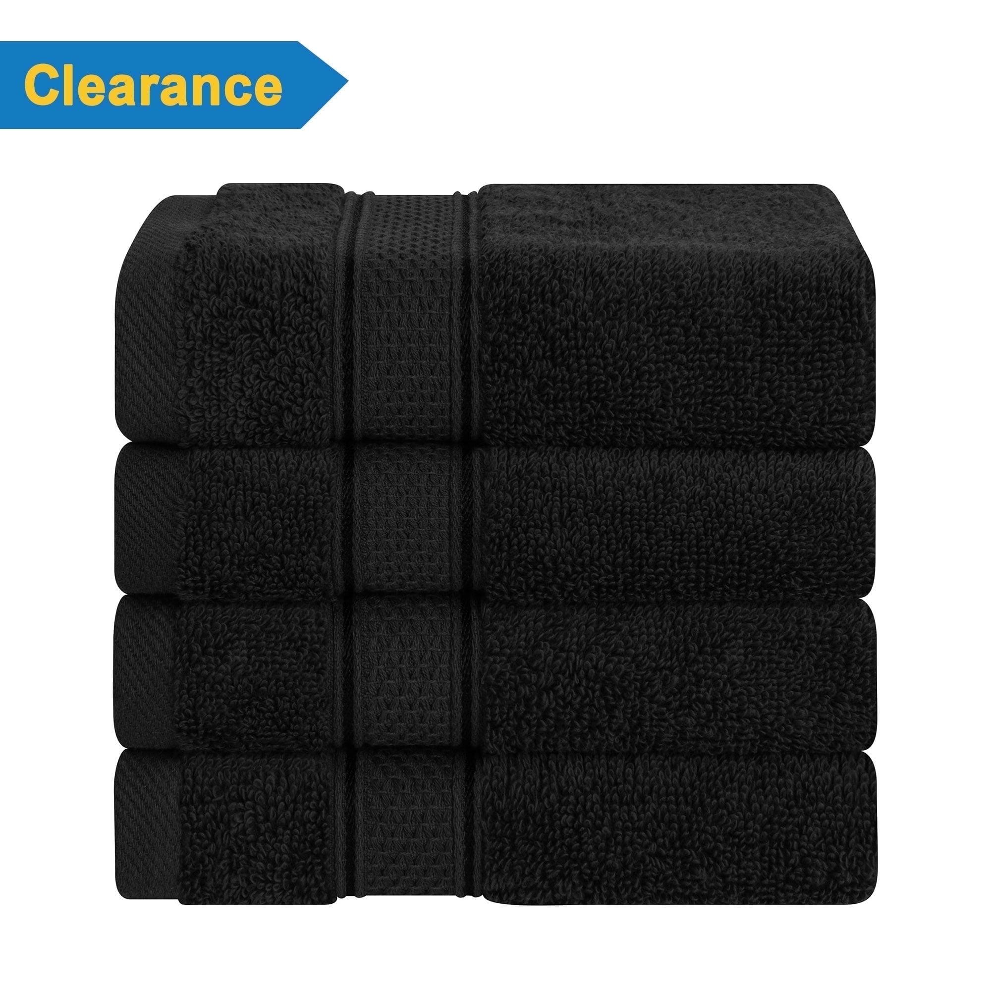 American Soft Linen Salem 4 Pack Washcloth Set, 100% Cotton Washcloth Hand Face Towels for Bathroom and Kitchen, Black