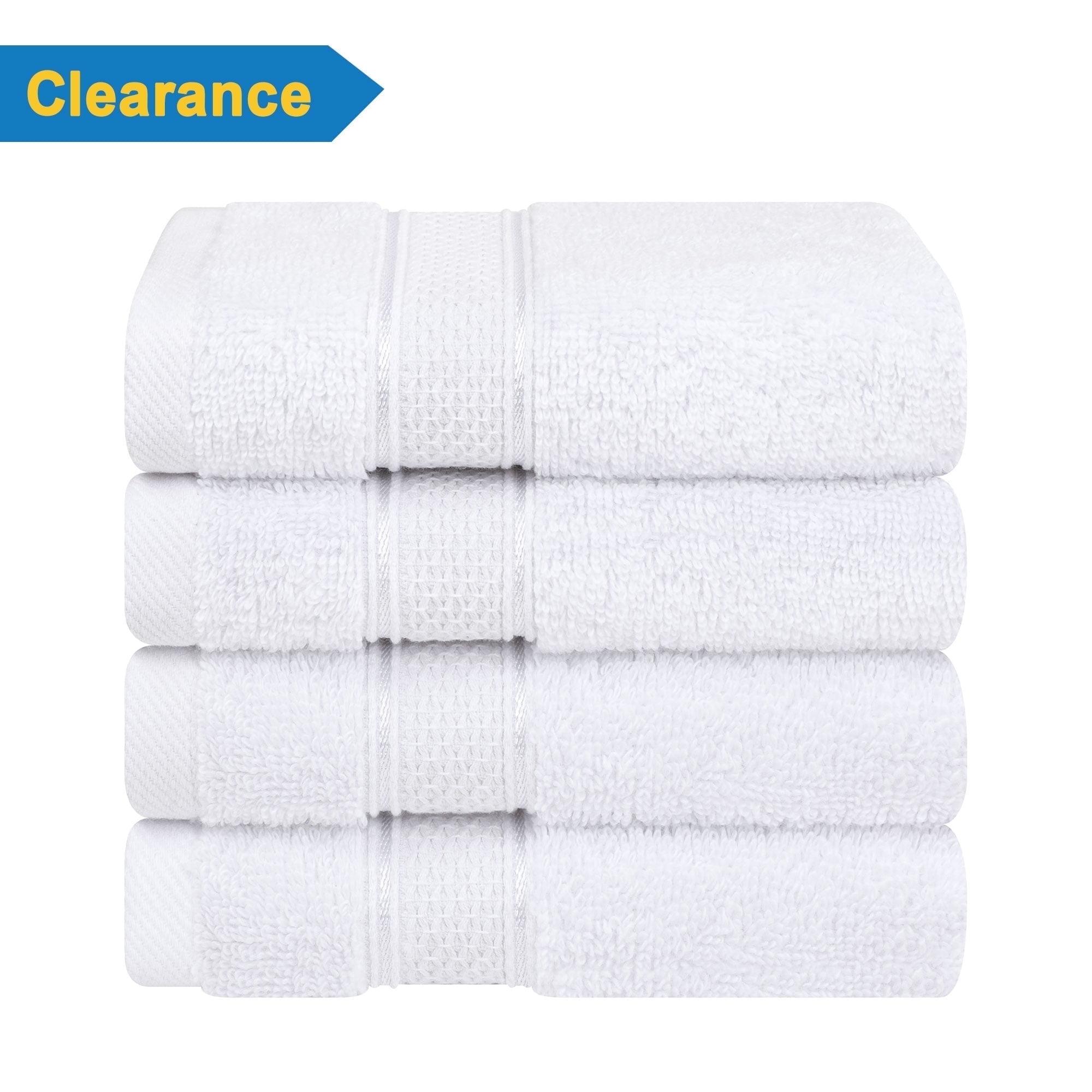 American Soft Linen Salem 4 Pack Washcloth Set, 100% Cotton Washcloth Hand Face Towels for Bathroom and Kitchen, White