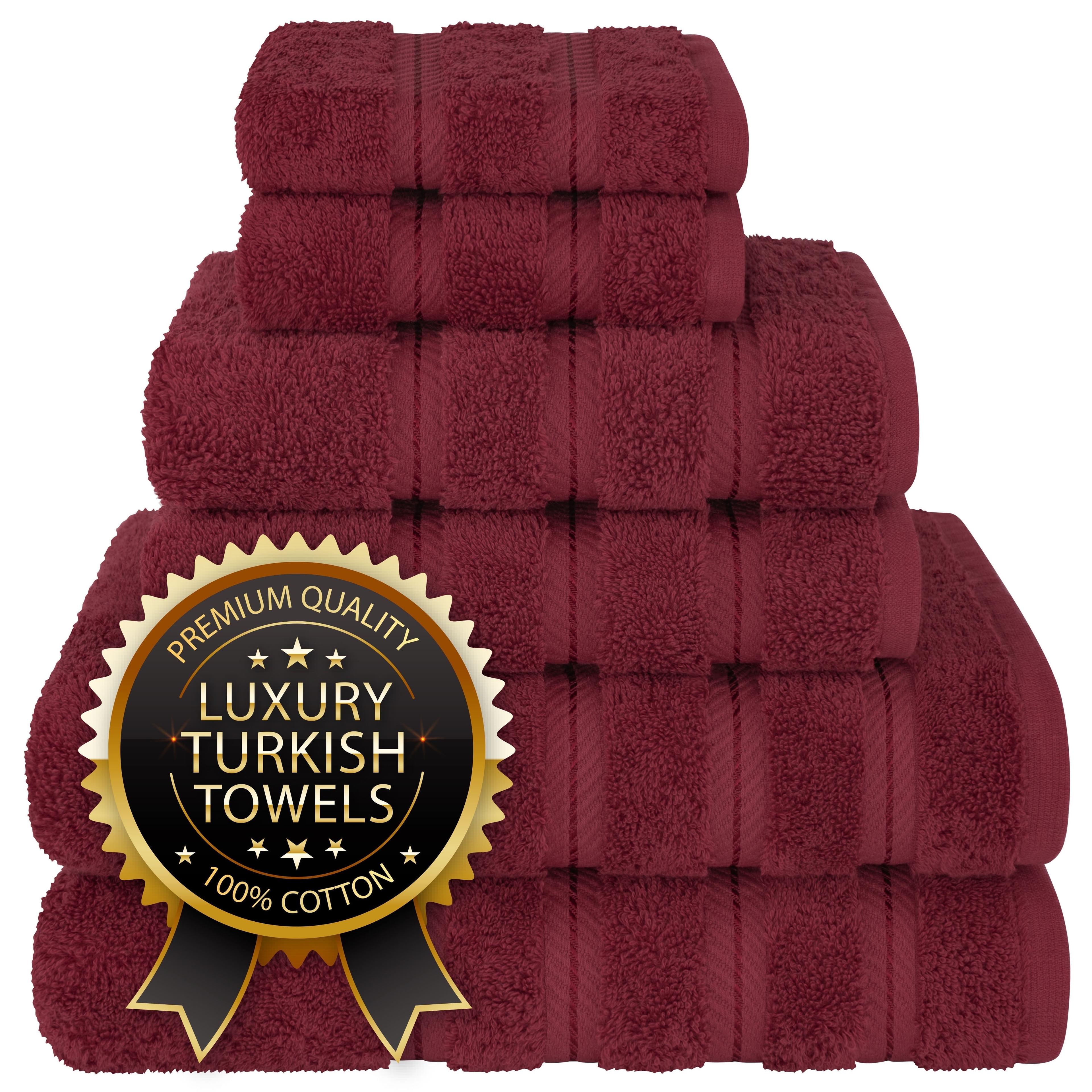 American Soft Linen 6 Piece Towel Set, 100% Cotton Bath Towels for Bathroom, Bordeaux Red