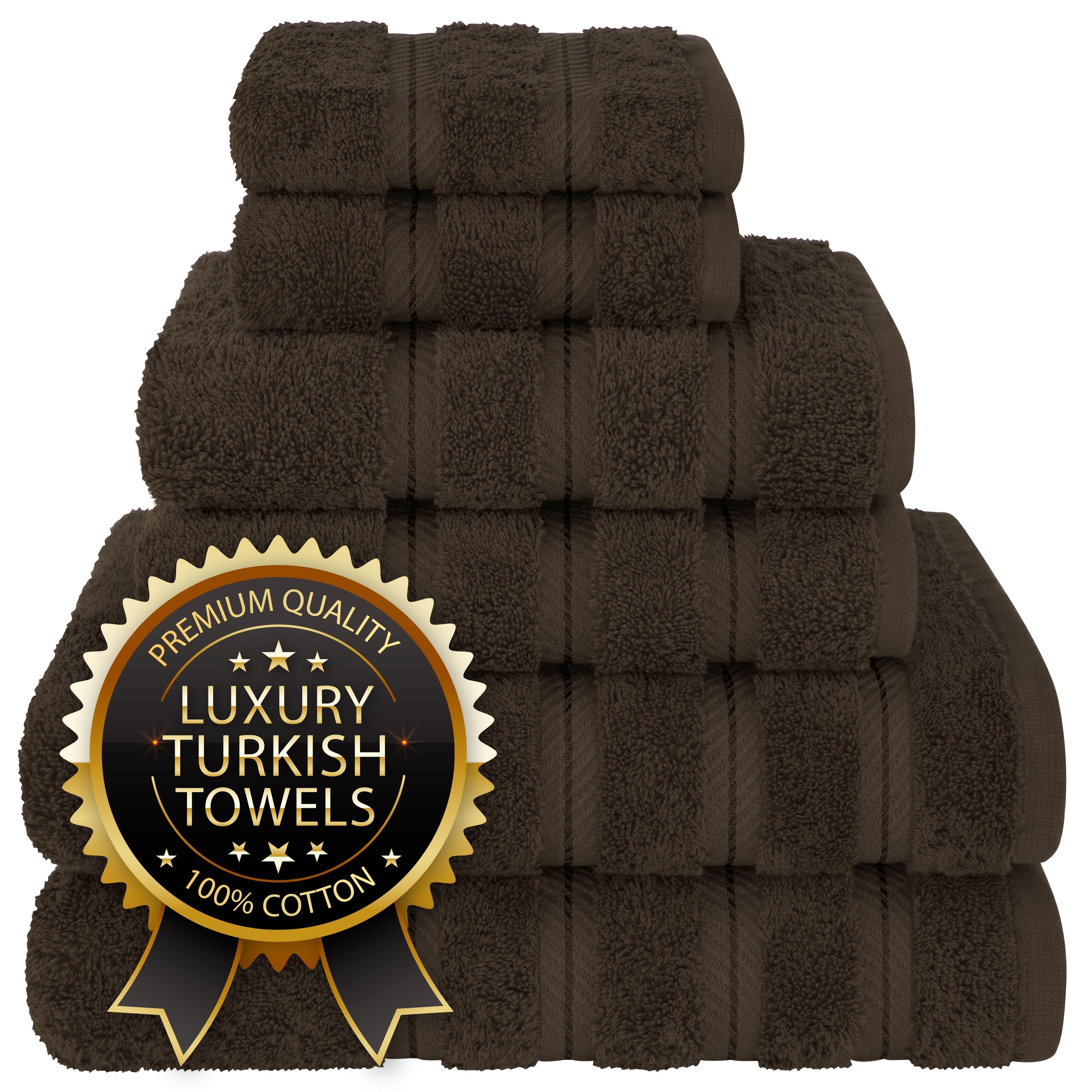 American Soft Linen Bekos 6 Piece Towel Set, 100% Cotton Bath Towel Set for Bathroom, Brown
