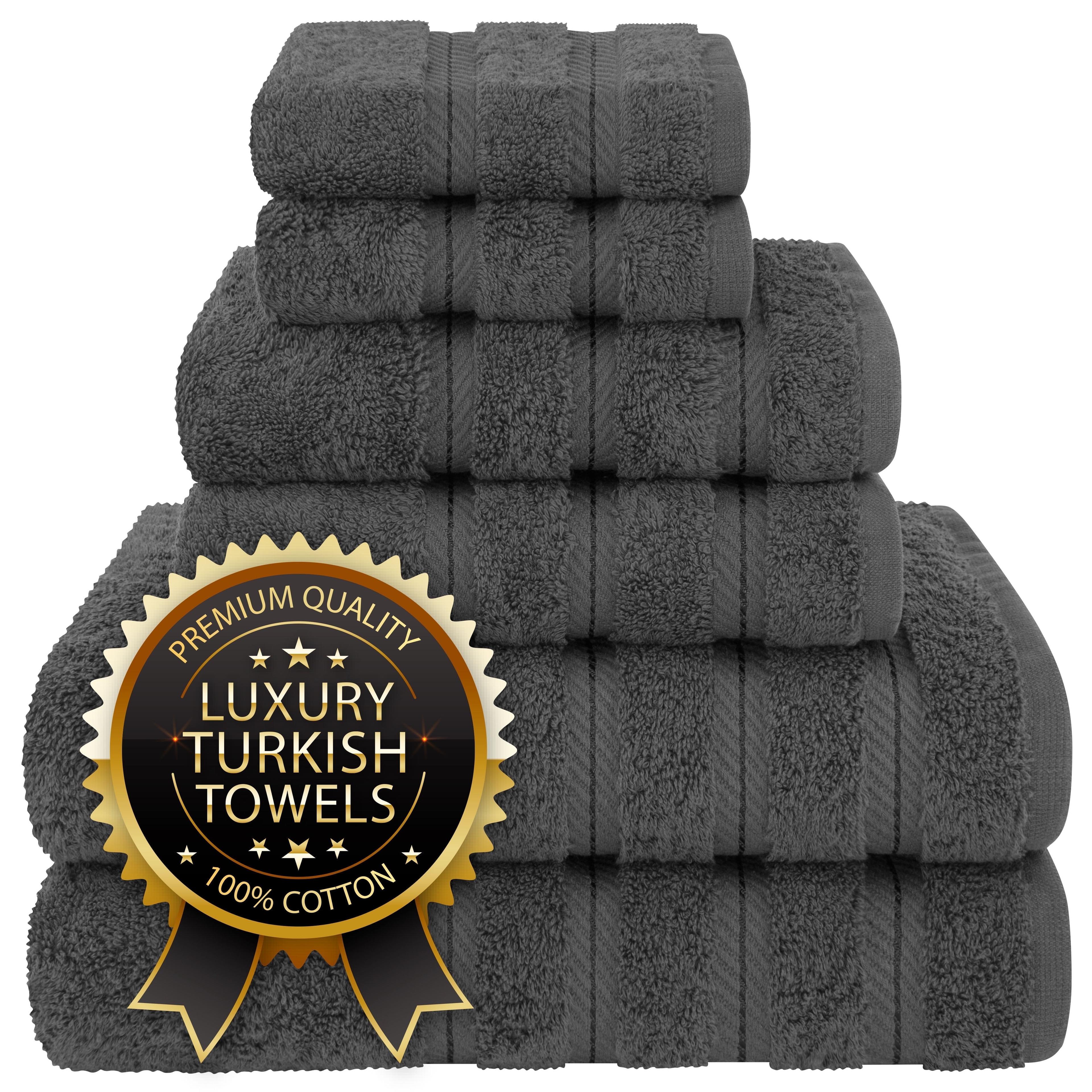 American Soft Linen Salem 6 Piece Towel Set, 100% Cotton Bath Towels for Bathroom, Dark Gray
