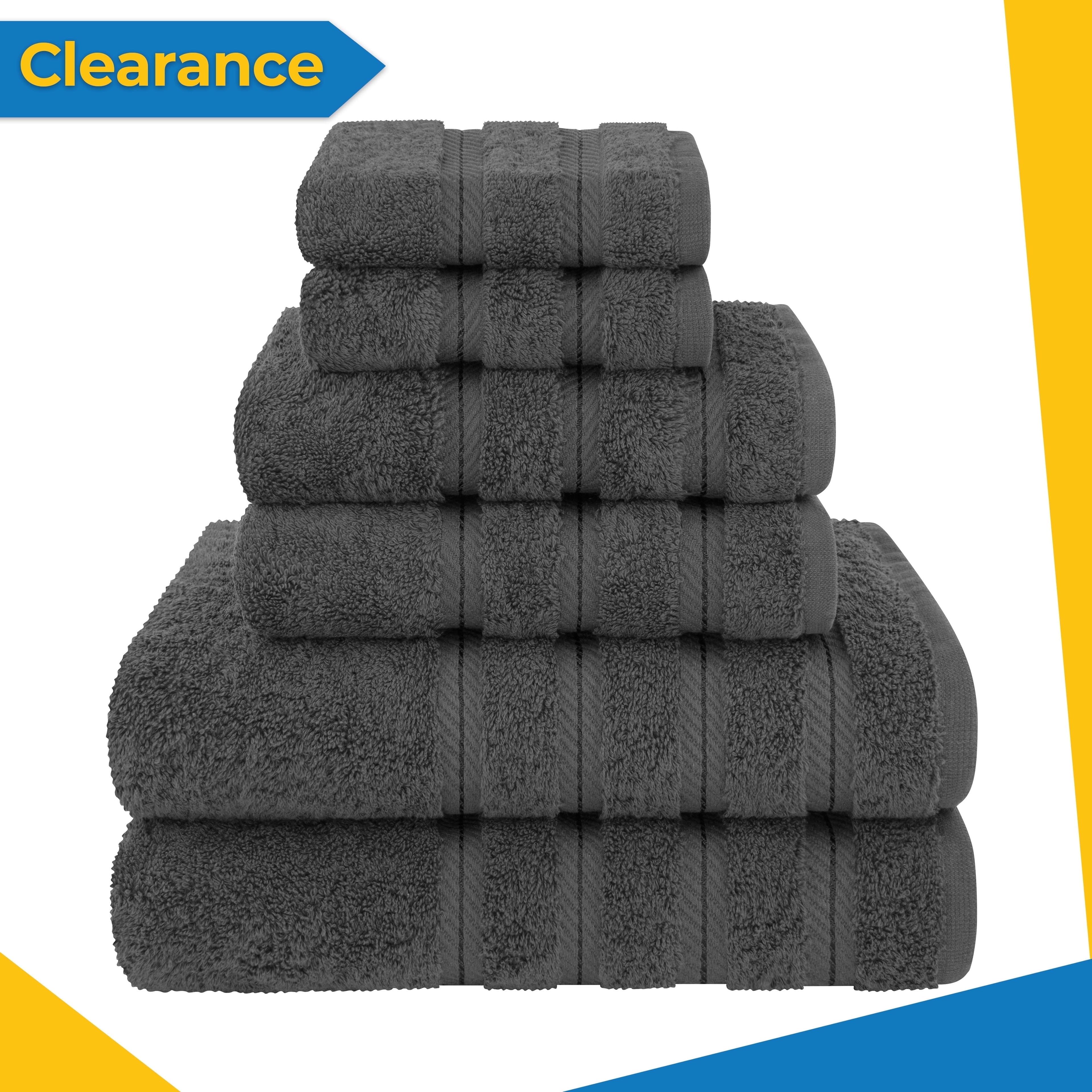 American Soft Linen Salem 6 Piece Towel Set, 100% Cotton Bath Towels for Bathroom, Dark Gray