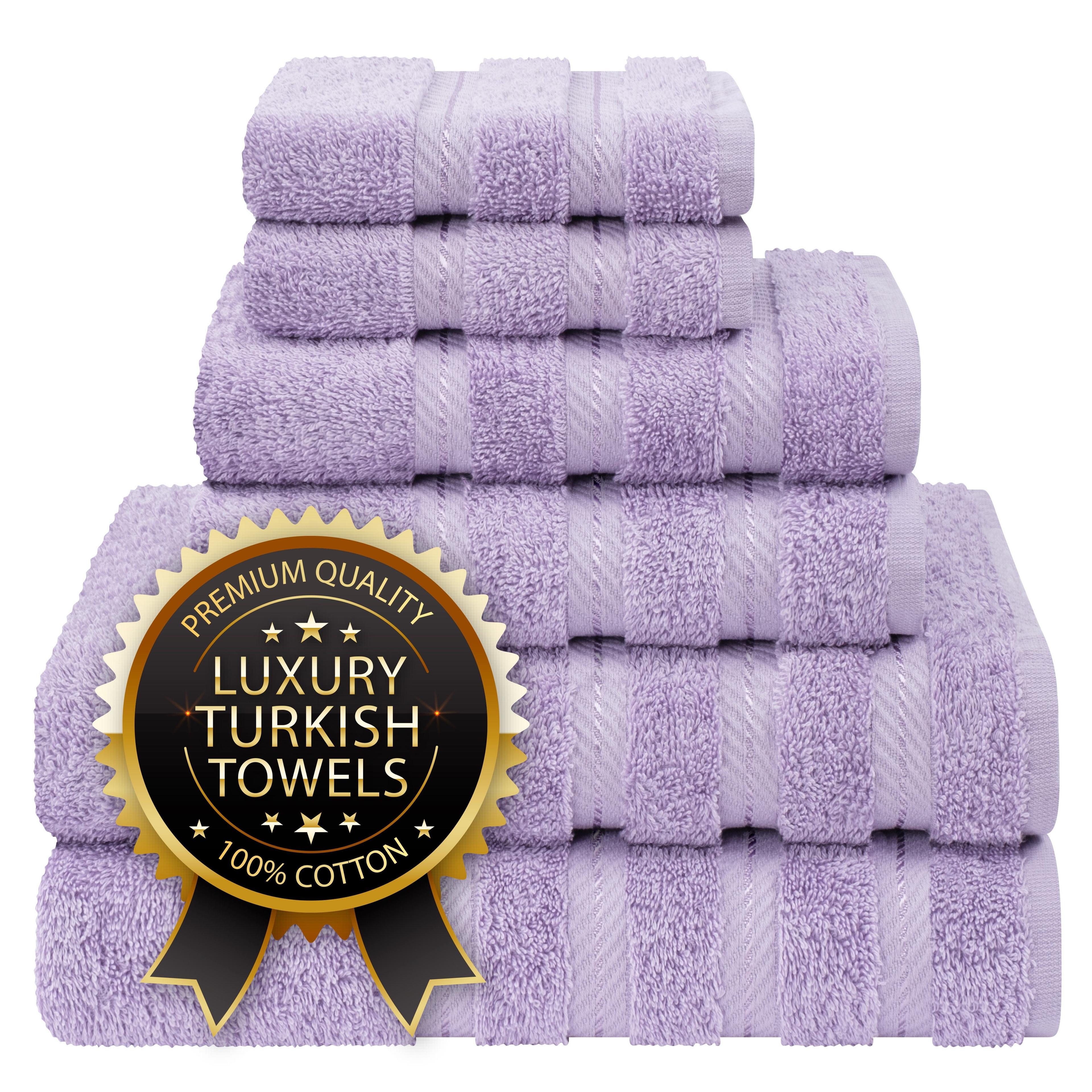 American Soft Linen 6 Piece Towel Set, 100% Cotton Bath Towels for Bathroom, Lilac