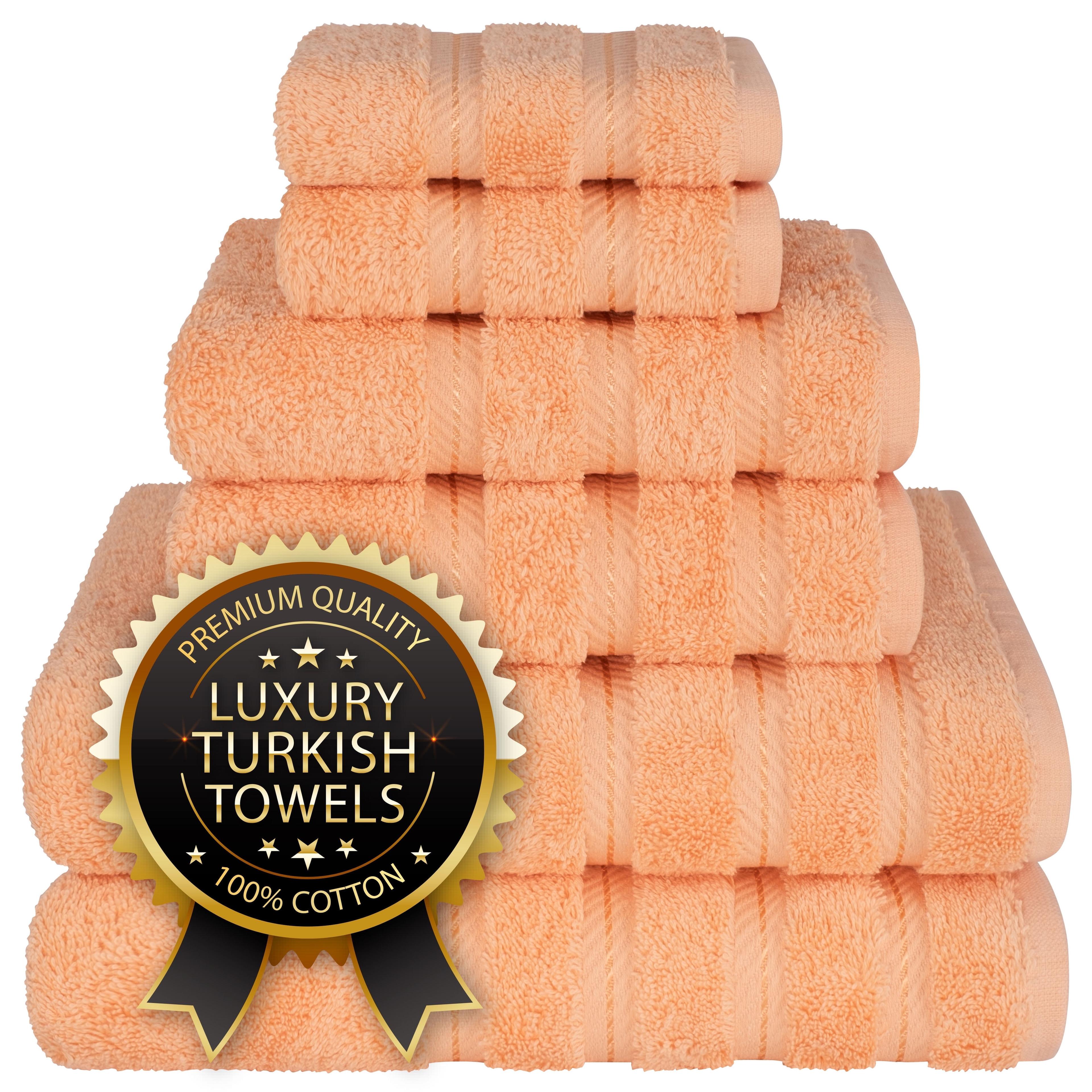 American Soft Linen 6 Piece Towel Set, 100% Cotton Bath Towels for Bathroom, Malibu Peach