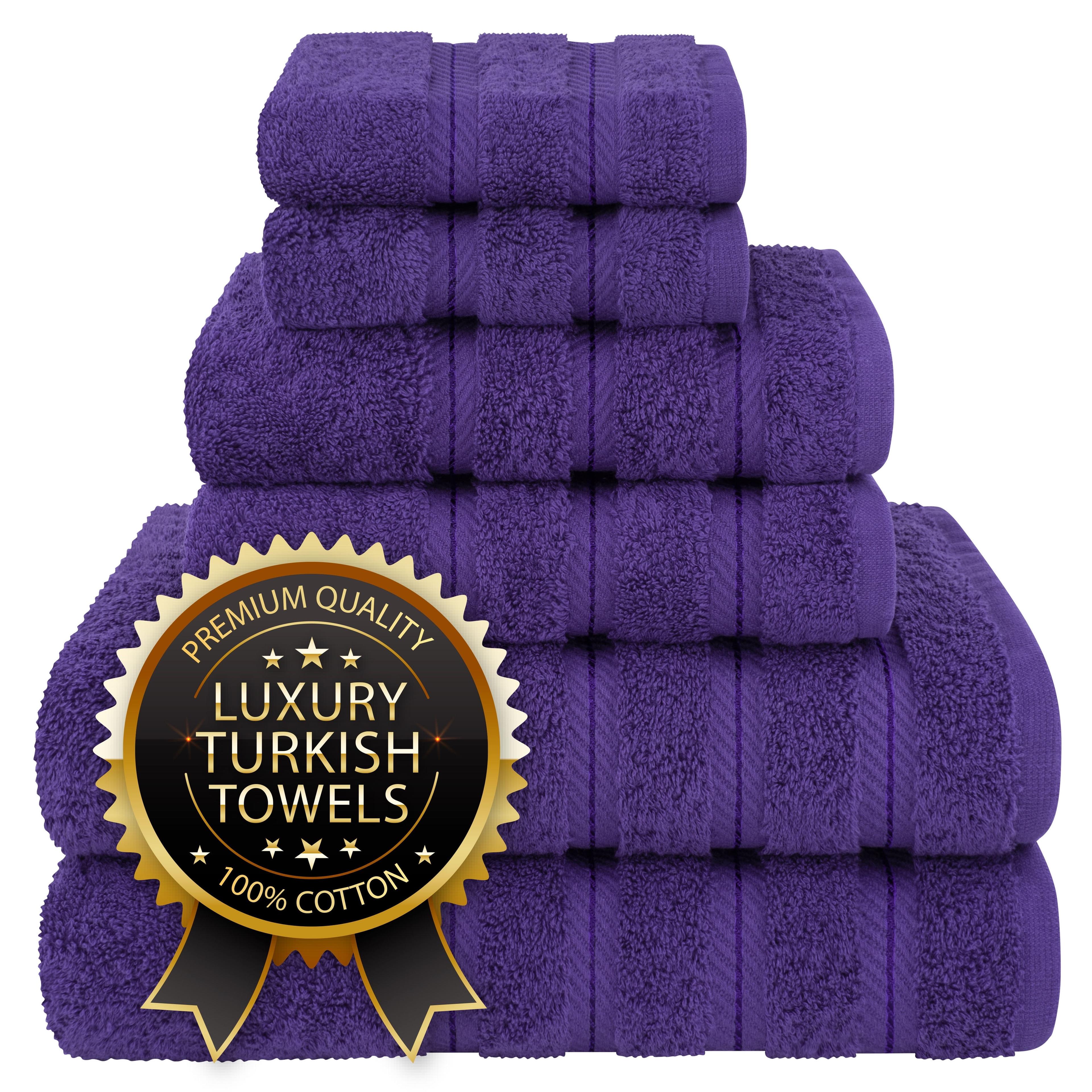 American Soft Linen 6 Piece Towel Set, 100% Cotton Bath Towels for Bathroom, Purple