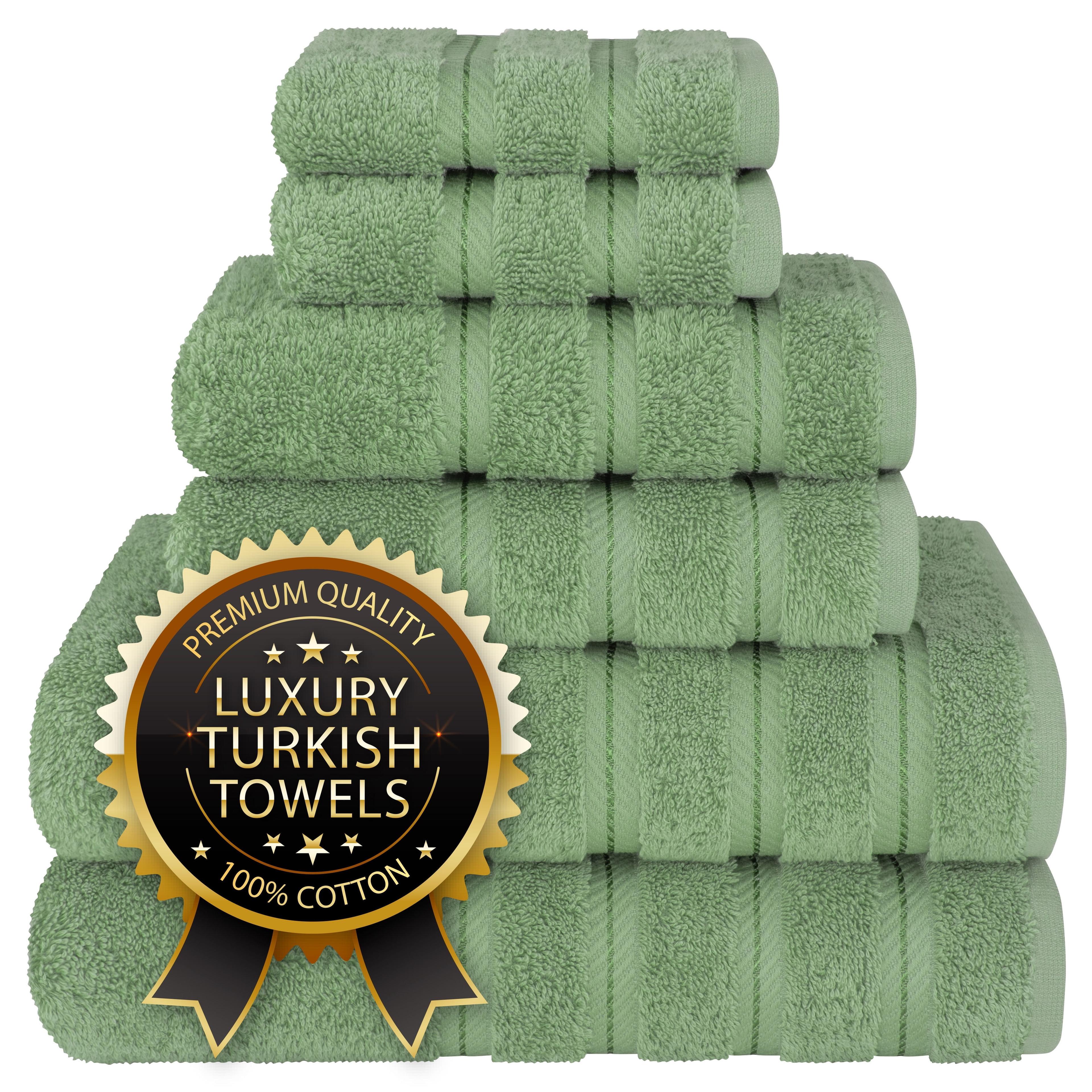 American Soft Linen 6 Piece Towel Set, 100% Cotton Bath Towels for Bathroom, Sage Green