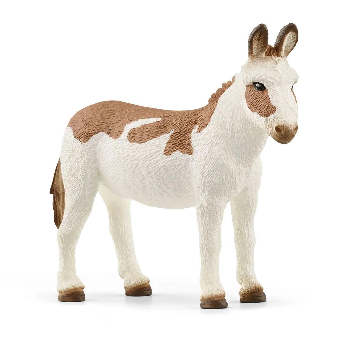 Schleich Farm World American Spotted Donkey Animal Figurine - Highly Detailed & Durable Farm Animal Toy, Fun & Educational Play for Boys & Girls