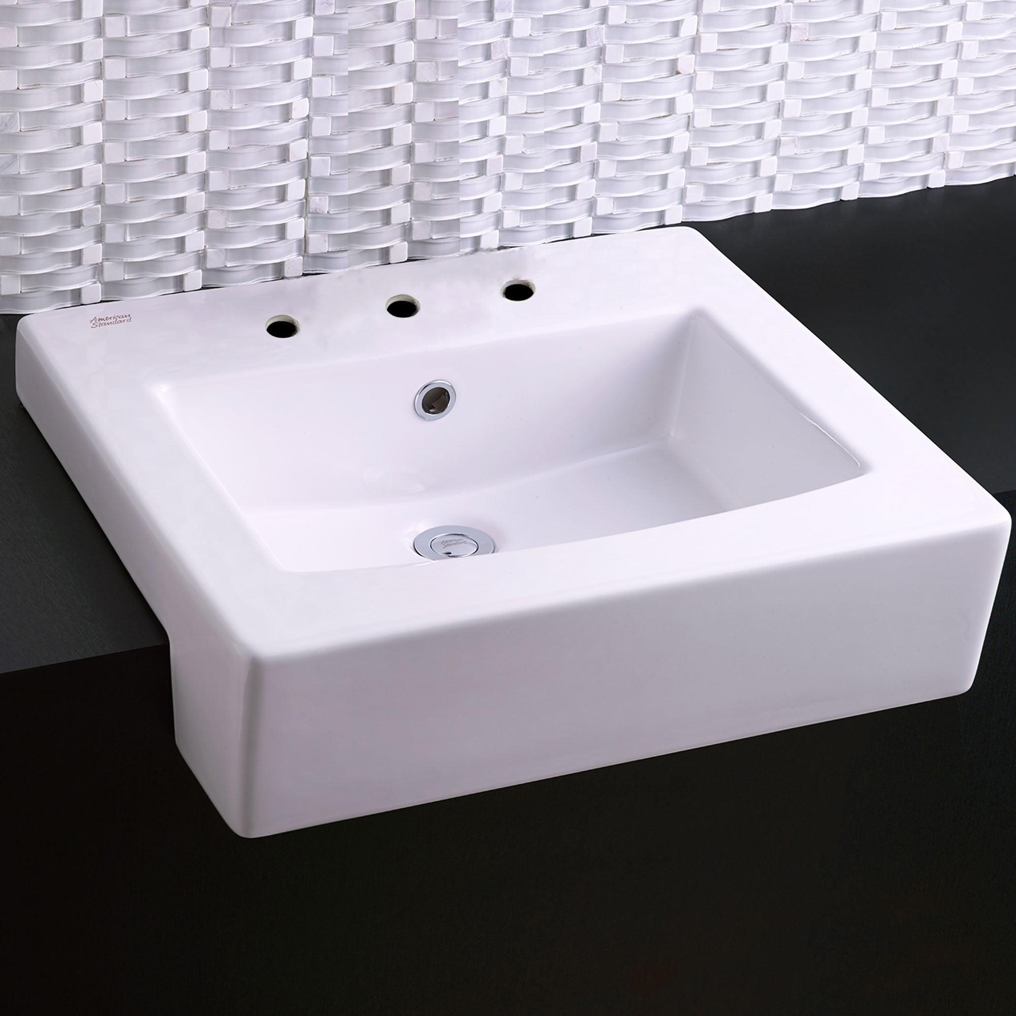 White Rectangular Drop-In Fireclay Bathroom Sink