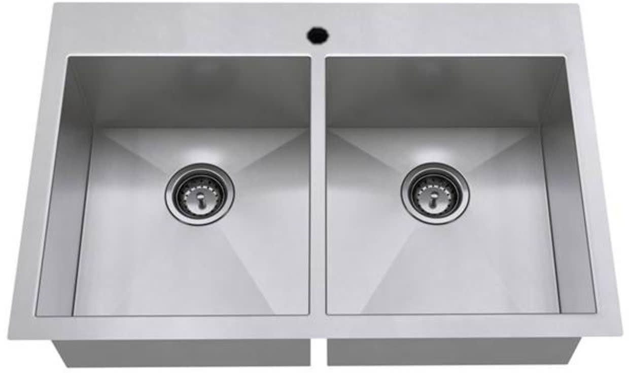 Edgewater 33'' Stainless Steel Double Bowl Drop-In Kitchen Sink