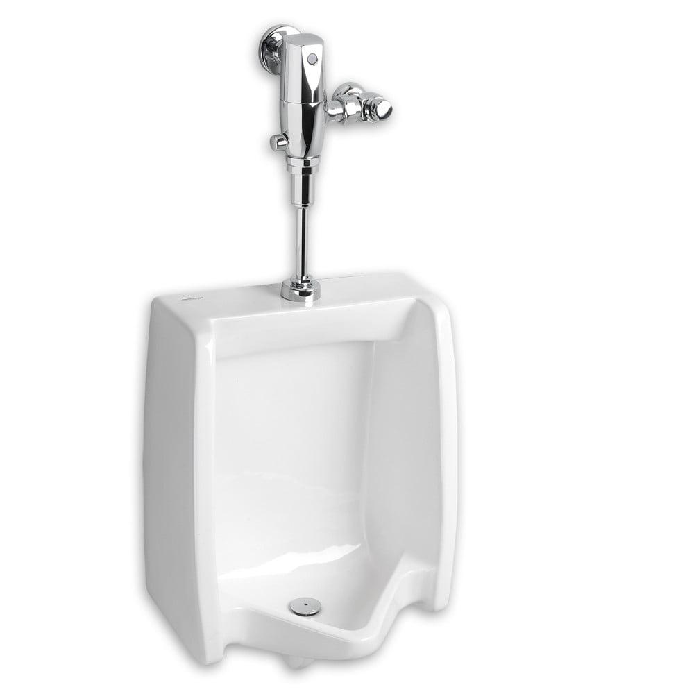 White Porcelain High-Efficiency Urinal with Chrome Flush Valve