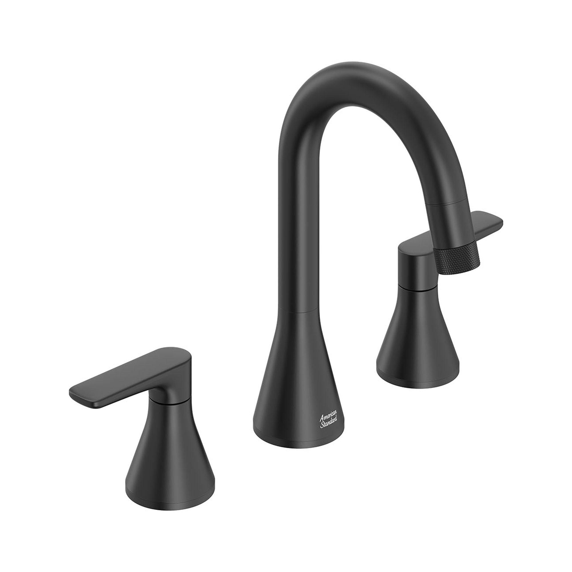 Matte Black Widespread Pull-Down Bathroom Faucet with Dual Spray