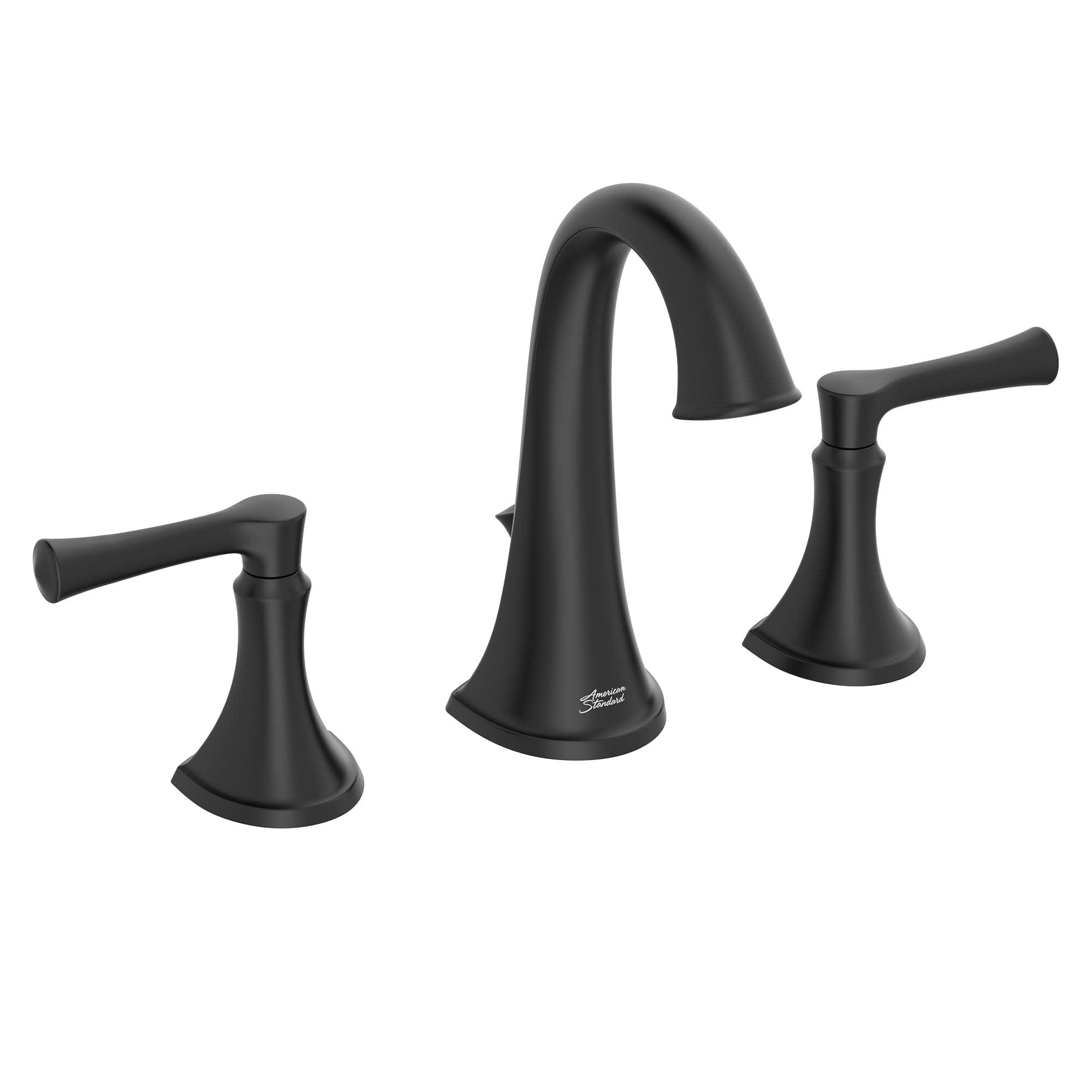 Matte Black Brass Widespread Bathroom Faucet with Lever Handles