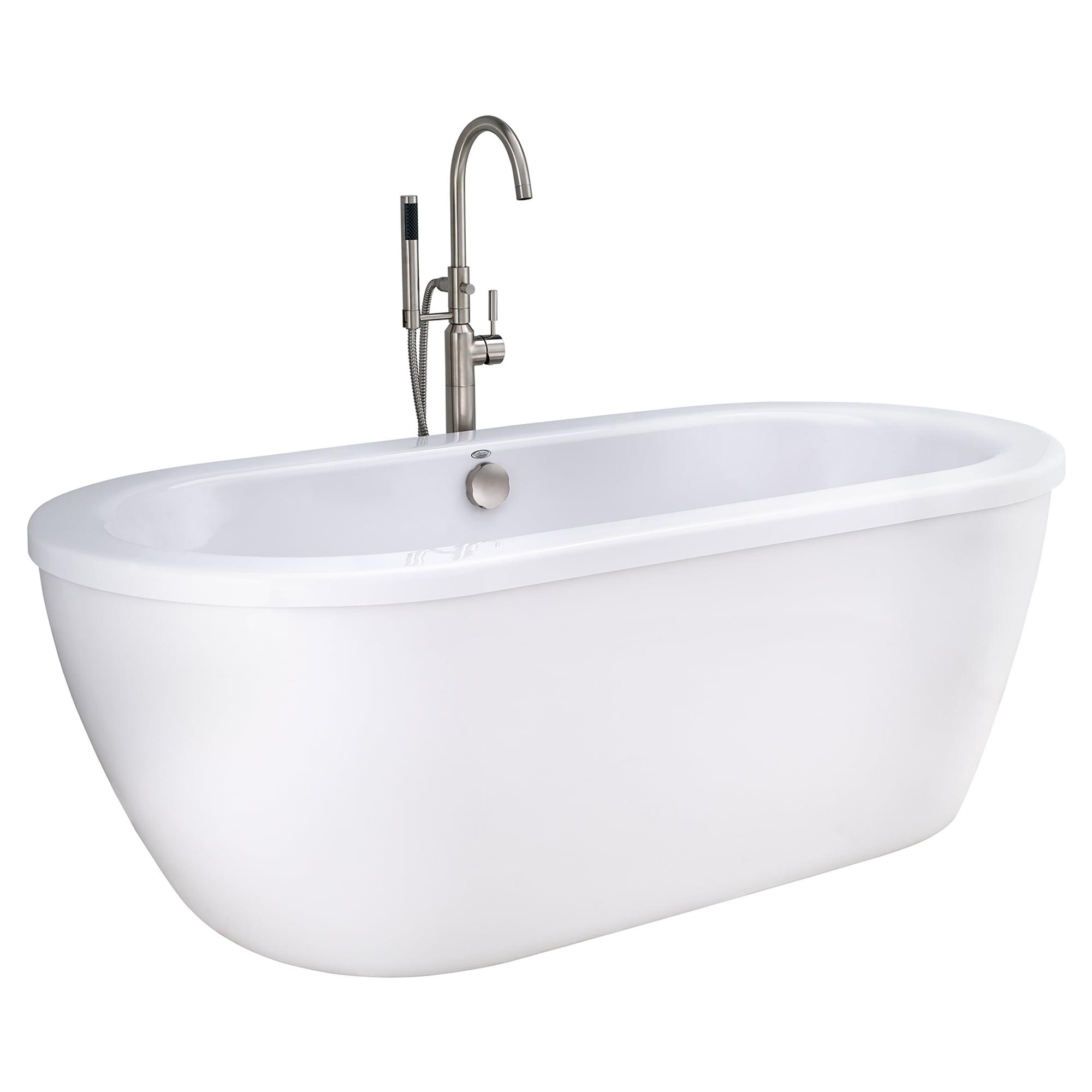 Cadet 66'' White Acrylic Freestanding Soaking Bathtub with Faucet