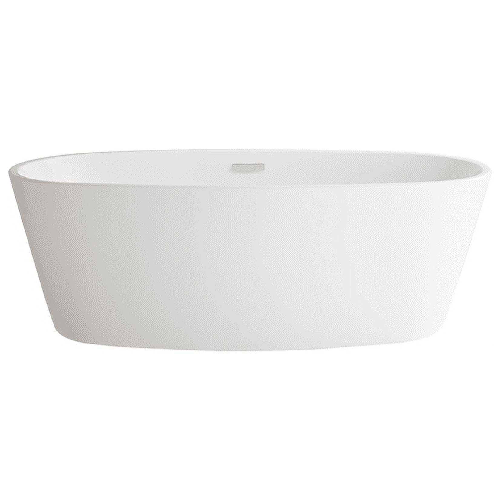 White Acrylic Freestanding Oval Bathtub with Chrome Overflow