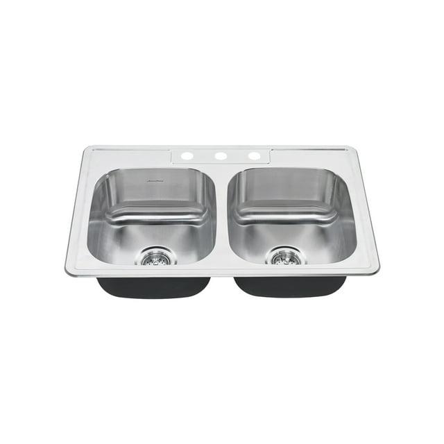 Colony 33'' L Drop-In Double Bowl Stainless Steel Kitchen Sink